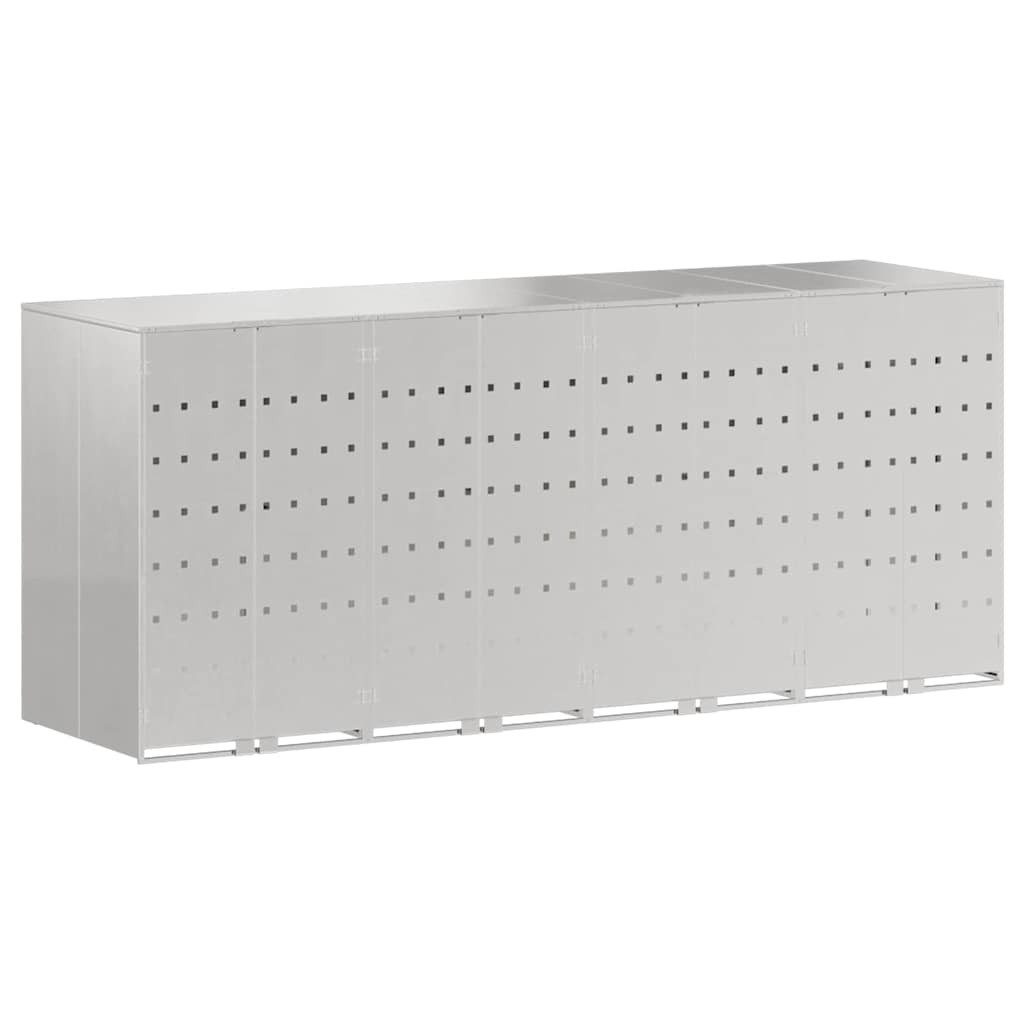 vidaXL Mülltonnenbox Mülltonnenbox für 4 Behälter Edelstahl Silber (1 St)
