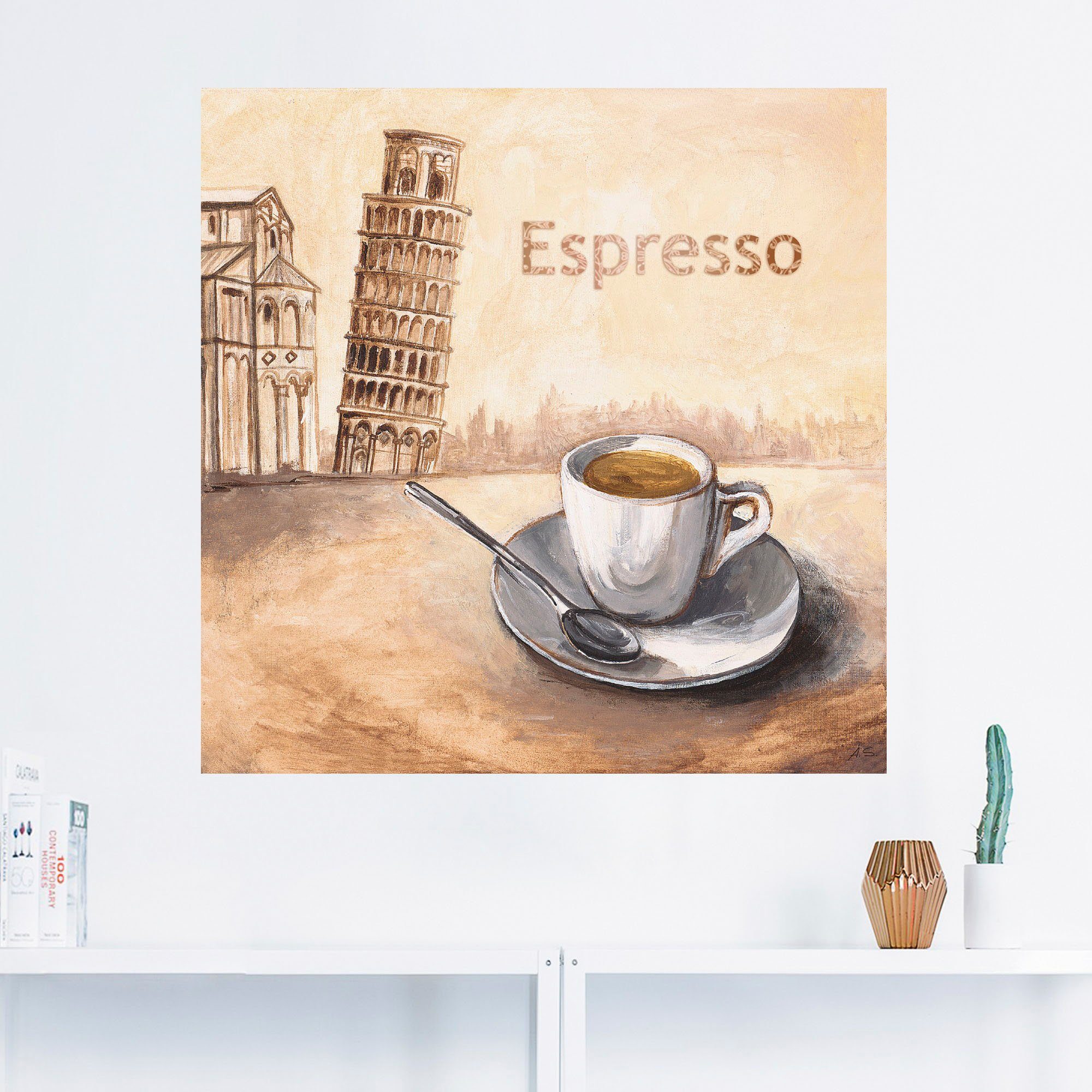 Artland Wandbild »Espresso in Pisa«, Kaffee Bilder (1 Stück), in vielen Größen & Produktarten - Alubild / Outdoorbild für den Außenbereich, Leinwandbild, Poster, Wandaufkleber / Wandtattoo auch für Badezimmer geeignet-HomeTrends