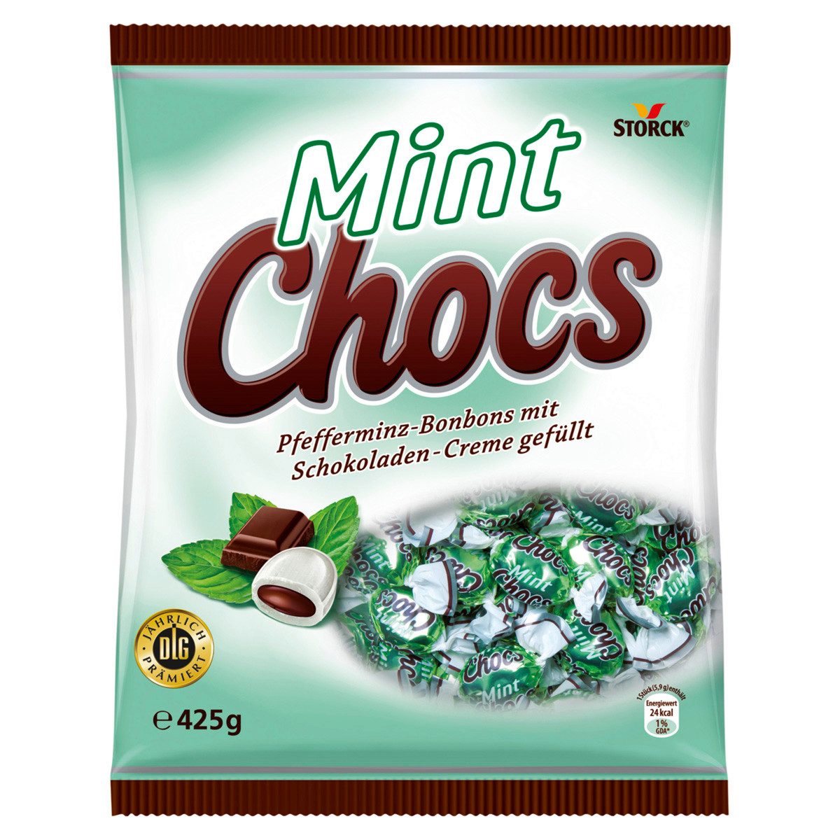 STORCK Süßigkeit, Storck Mint Choc Pfefferminz Bonbons mit Schokoladen Creme 425g