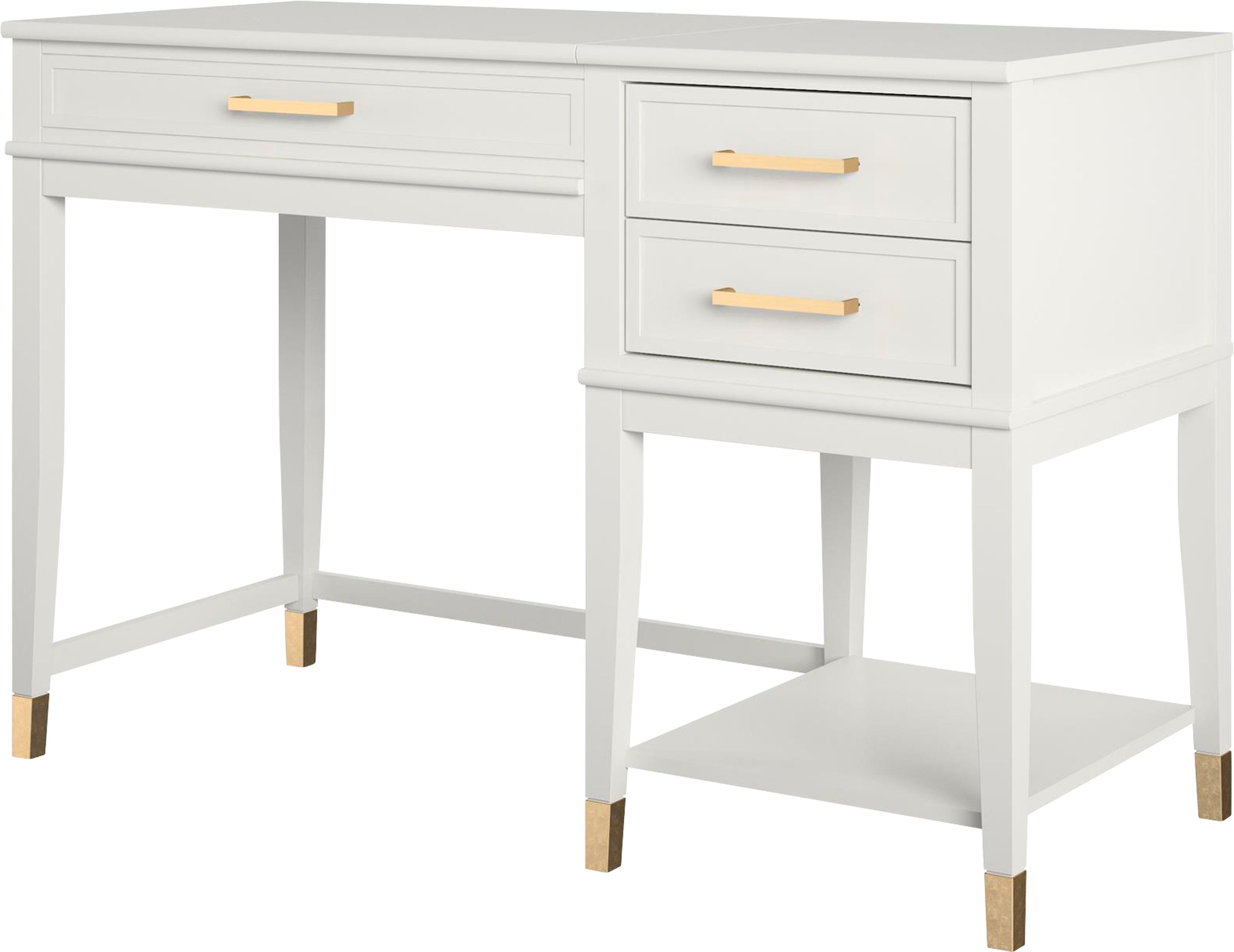(1-St), Cosmopolitan Griffe Massivholz, 2 by Beine weiß weiß/goldfarben CosmoLiving höhenverstellbar, Westerleigh | | aus weiß/goldfarben Schreibtisch mit Schublade, Metall