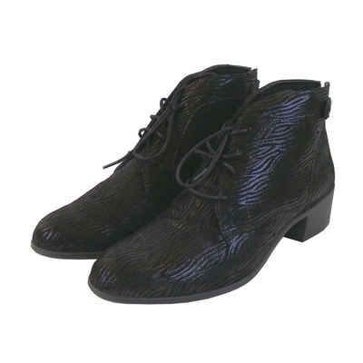 Comfortabel »Comfortabel Damen Schuhe Stiefeletten schwarz Nubukleder geprägt Schnürung 18946« Stiefelette