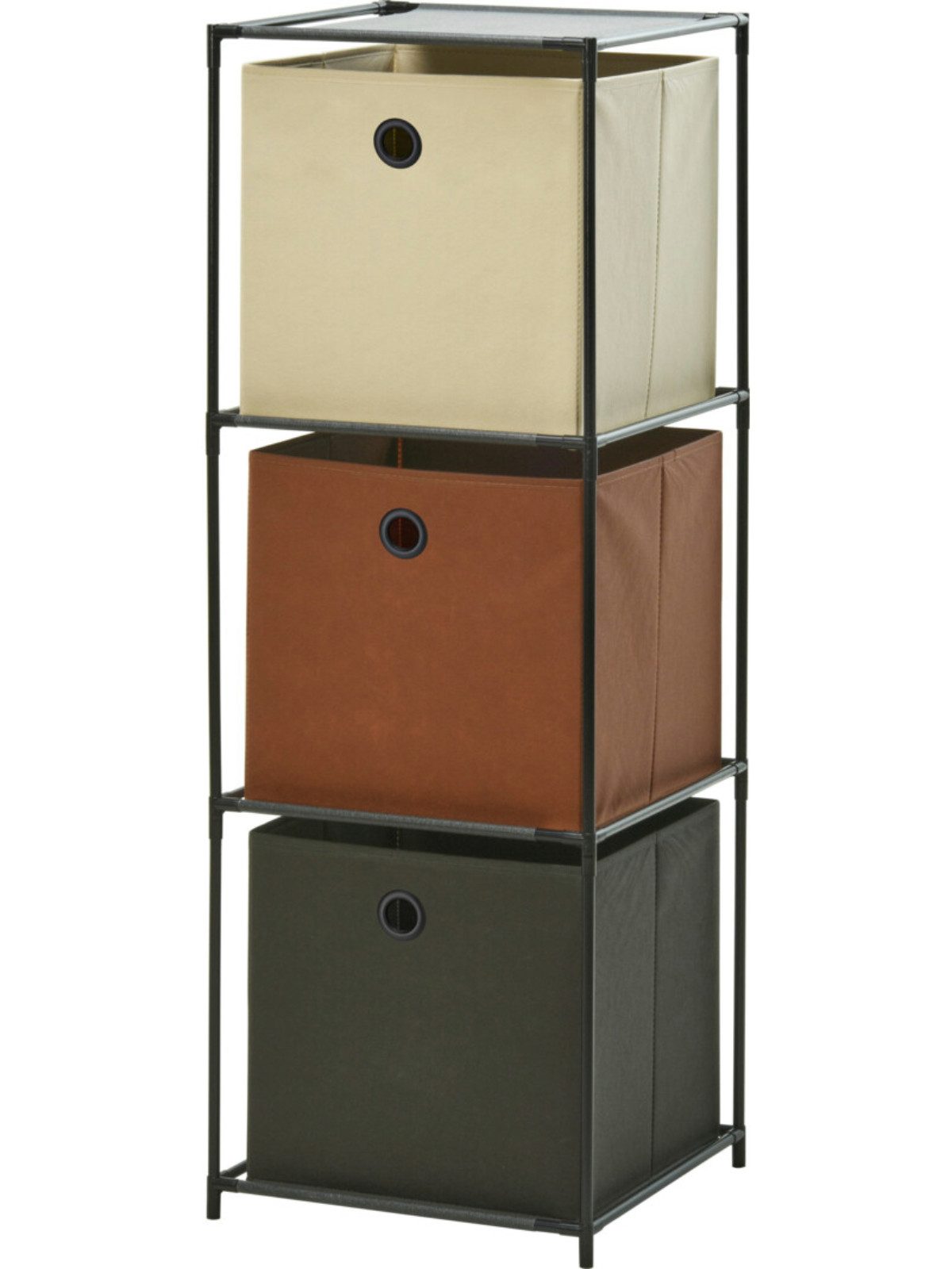 Koopman Mehrzweckregal Schwarz, 1-tlg., 3 Stoffboxen, günstig online kaufen