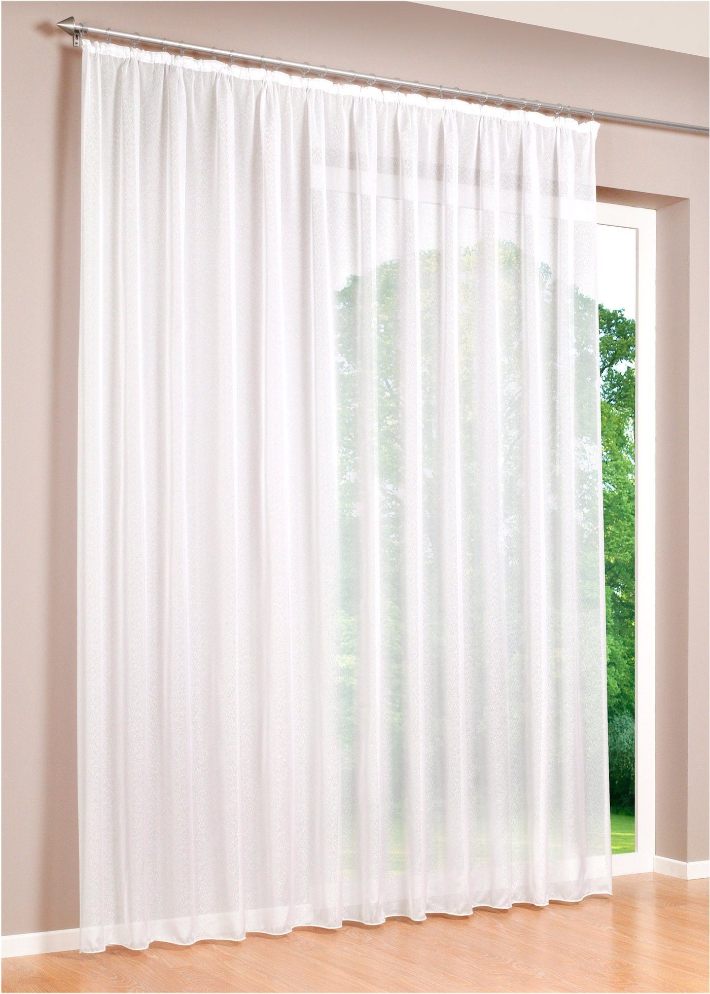 DecoHome24 Gardine Voile Weiß, Kräuselband (1 günstig online kaufen
