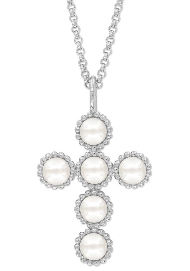 Engelsrufer Kette mit Anhänger Halskette Perlen Kreuz, mit Muschelkernperle günstig online kaufen