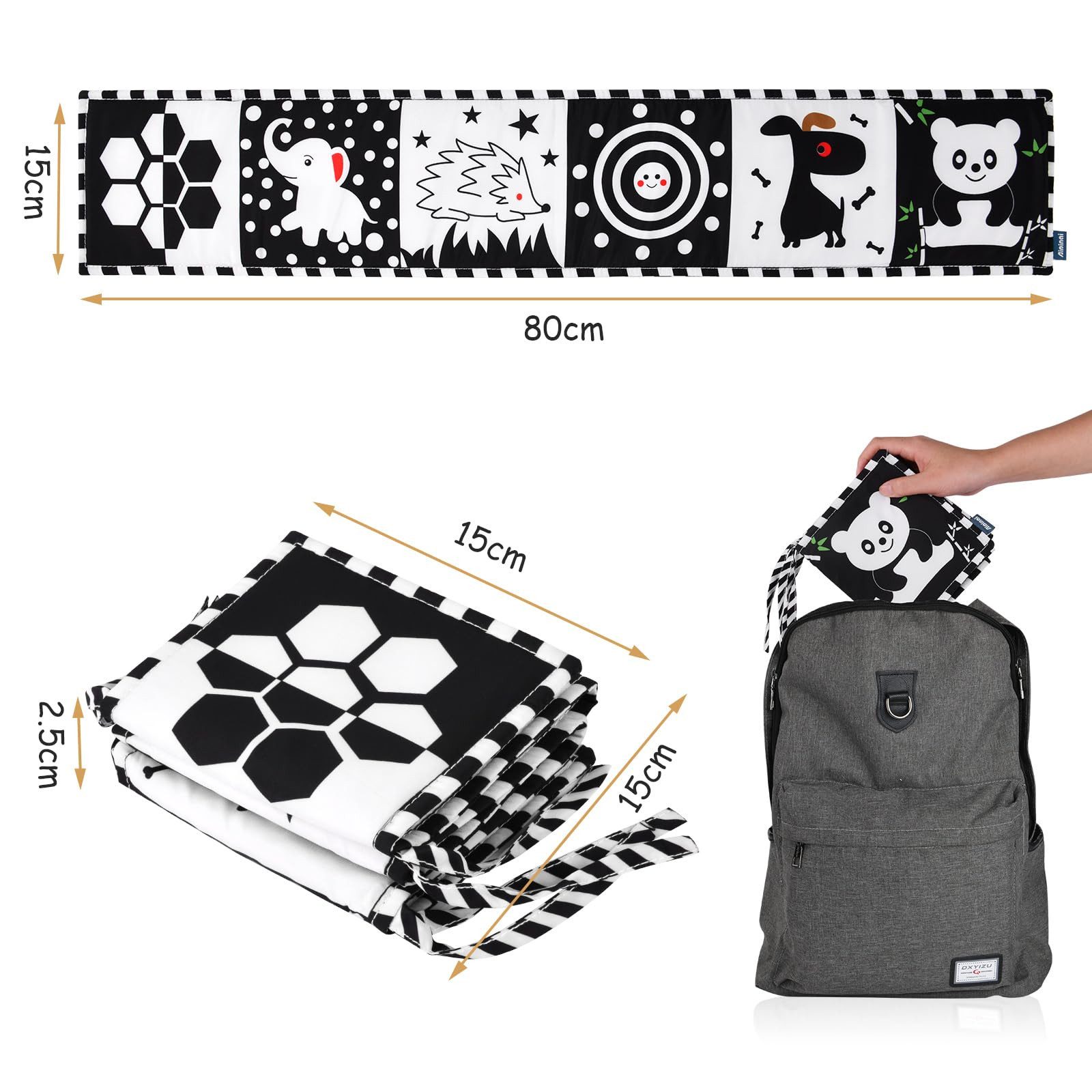 Coonoor Lernspielzeug Schwarz-Weiß Stoffbuch, Bilderbuch aus Stoff, Babyspi günstig online kaufen