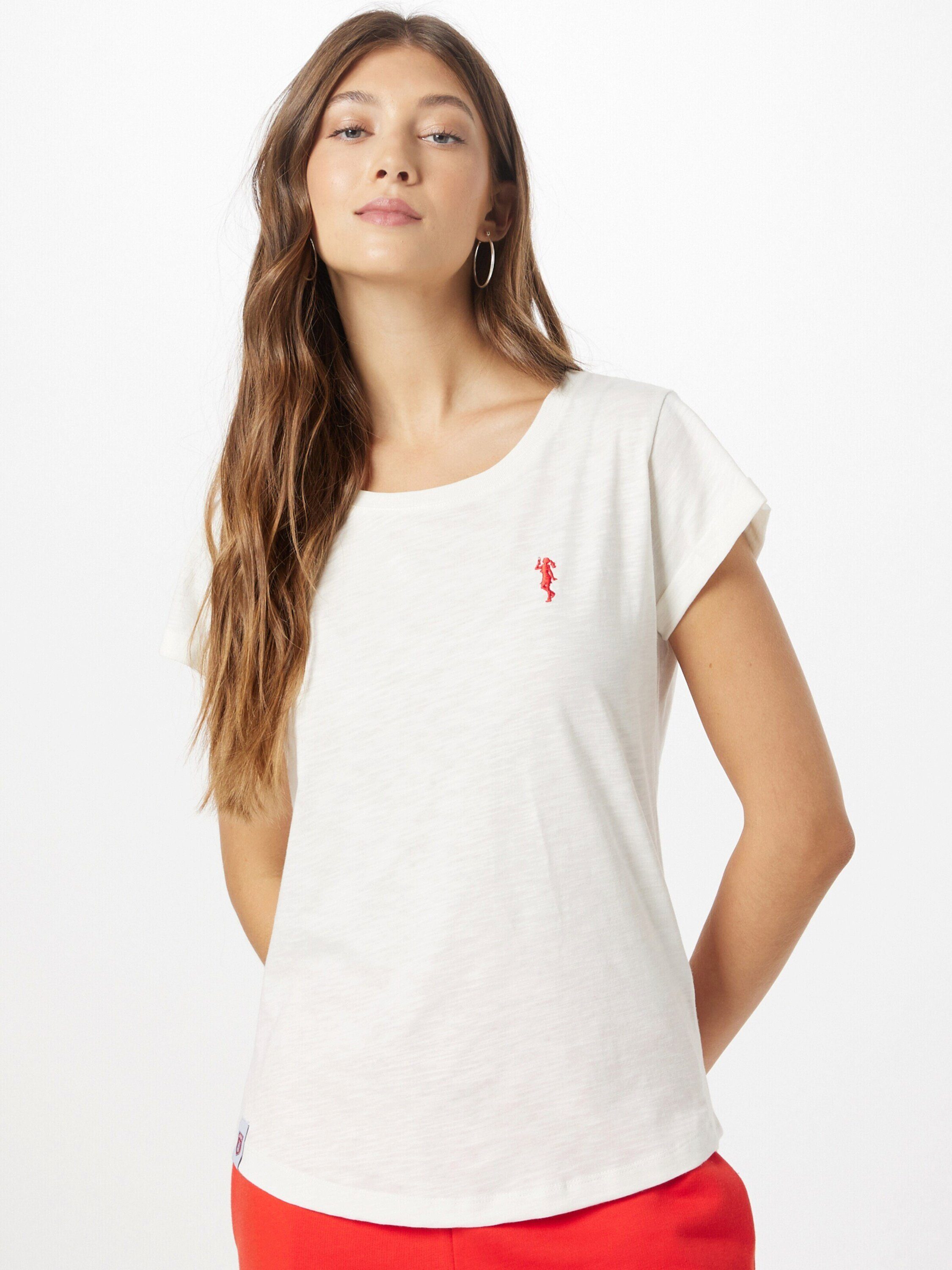Stickerei Derbe (1-tlg) T-Shirt Off White