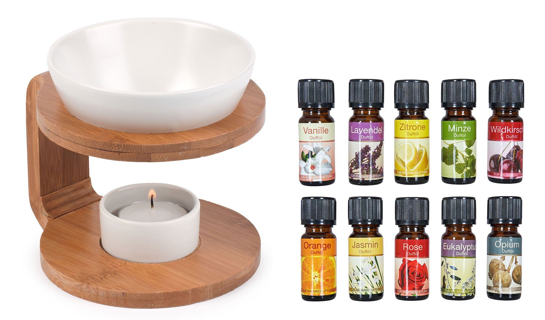 Levandeo® Duftlampe, Duftlampe Natur Keramik Holz Bambus Öllampe Aromalampe günstig online kaufen