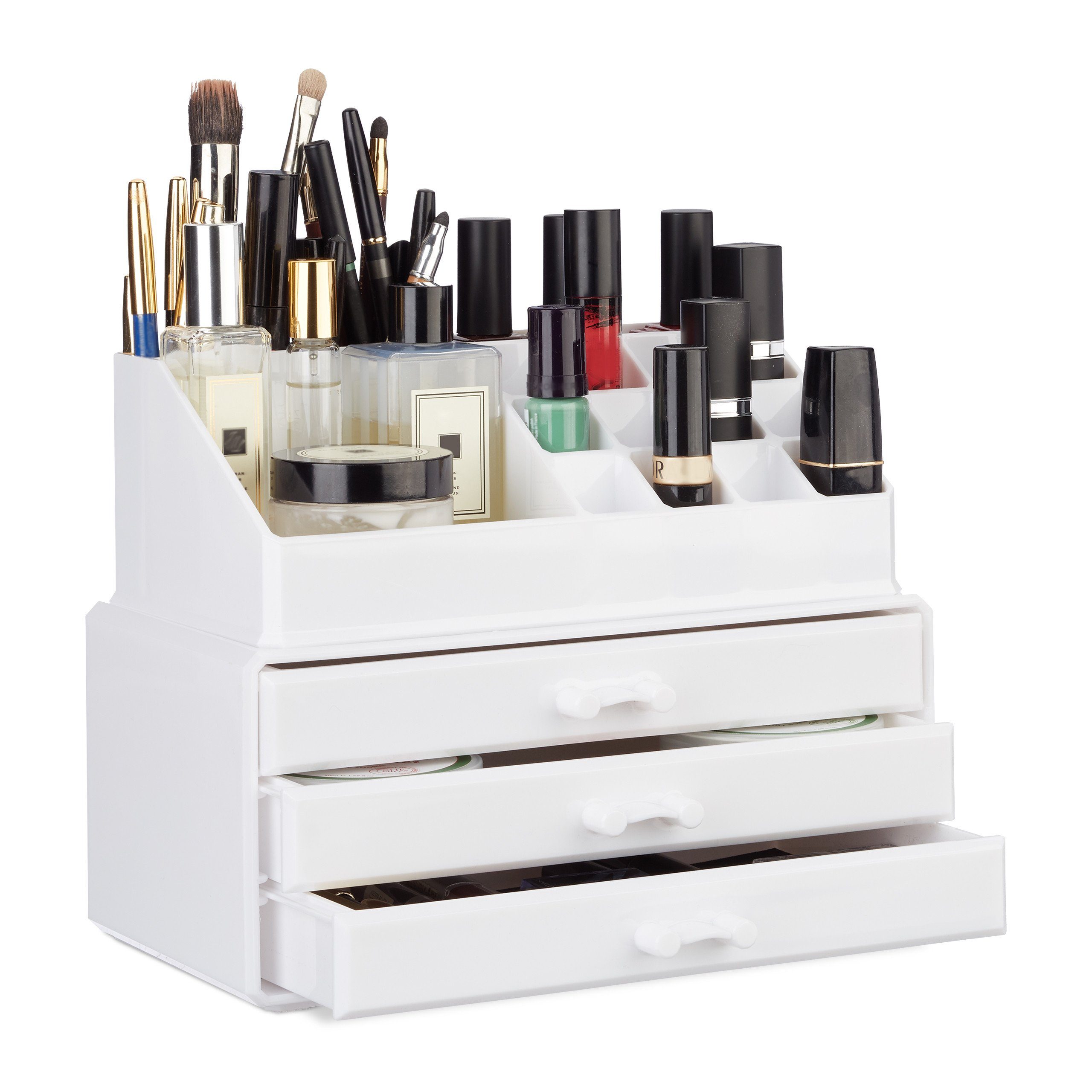 relaxdays Make-Up Organizer 2 x Make Up Organizer weiß
