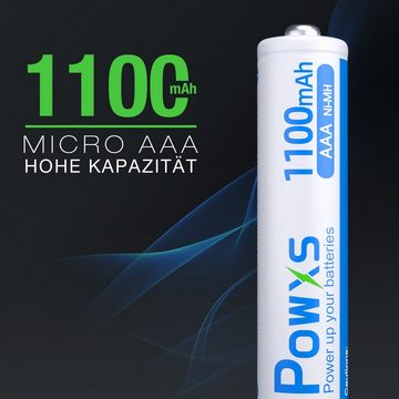 POWXS AAA Wiederaufladbar Batterien 1100mAh,Micro AAA Akku 1,2V NiMH Akku