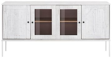 Home affaire Sideboard Freya, mit 2 Holztüren und 2 Glastüren, aus Massivholz, Breite 165 cm