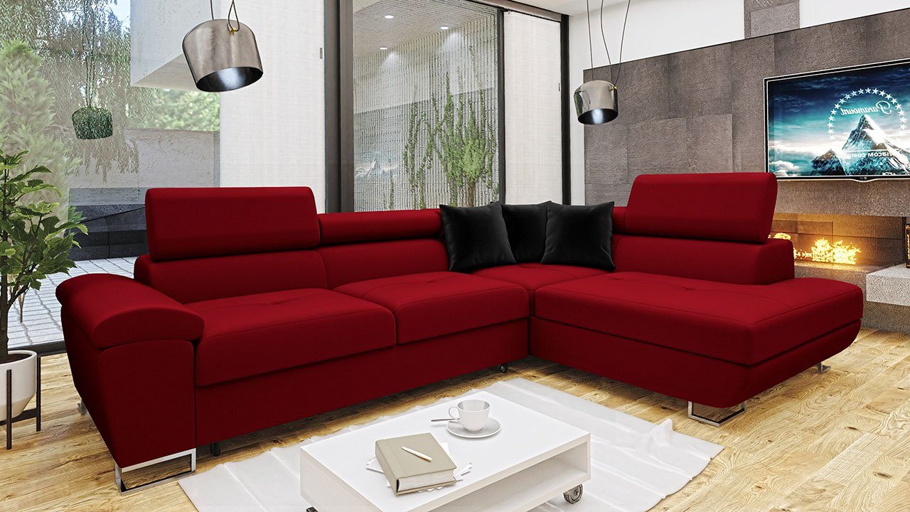 Polsterecke Sofa Premium, mit Cotere Schlaffunktion MIRJAN24 Bettkasten, Ecksofa und mit L-Form Kopfstützen, Einstellbare