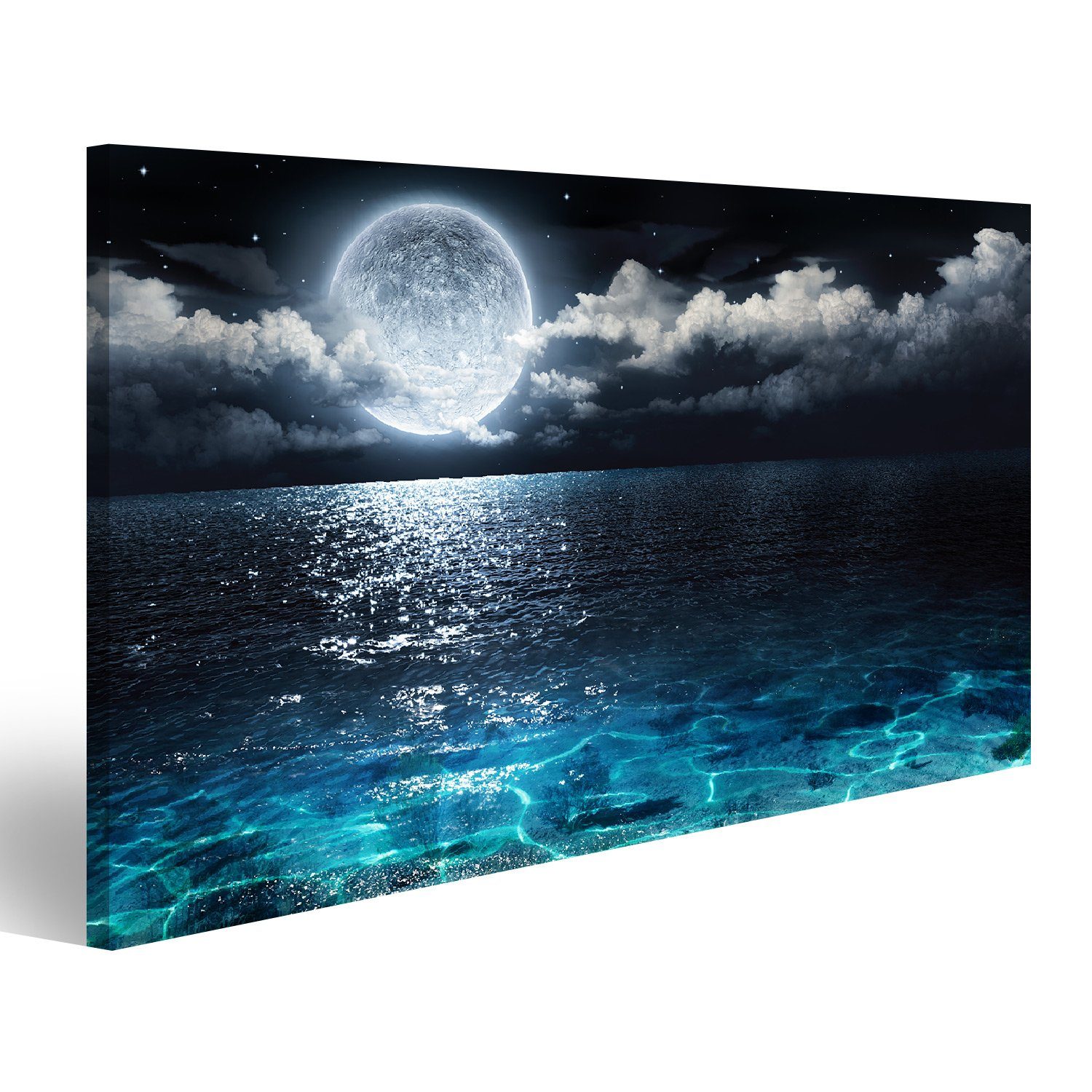 Leinwandbild Bild auf Leinwand Romantischen Und Malerischen Panorama Mit Vollmond A
