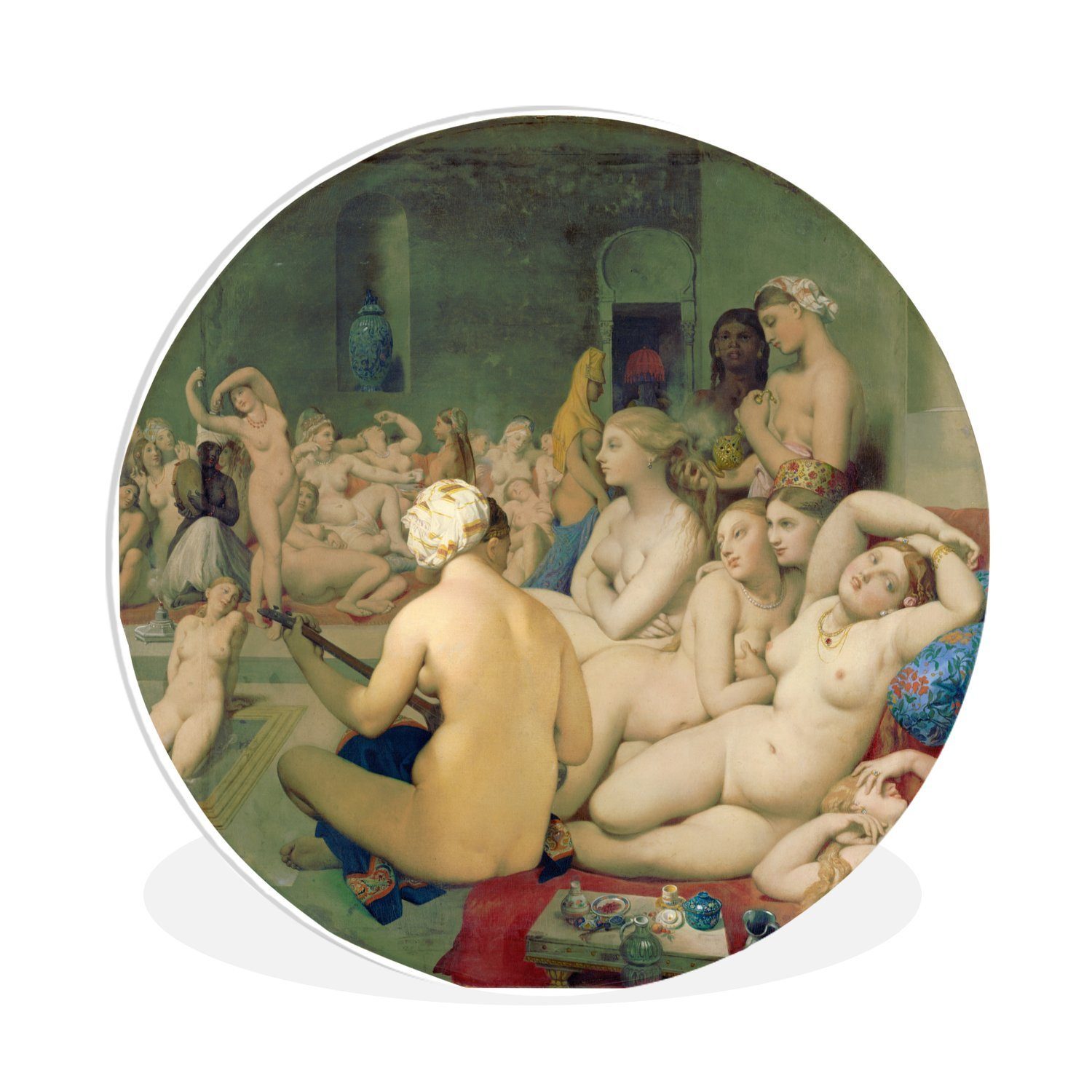 MuchoWow Gemälde Das türkische Bad - Gemälde von Jean Auguste Dominique Ingres, (1 St), Kreis Wanddekoration Forex, Rundes Wandbild, Wohnzimmer, 30x30 cm