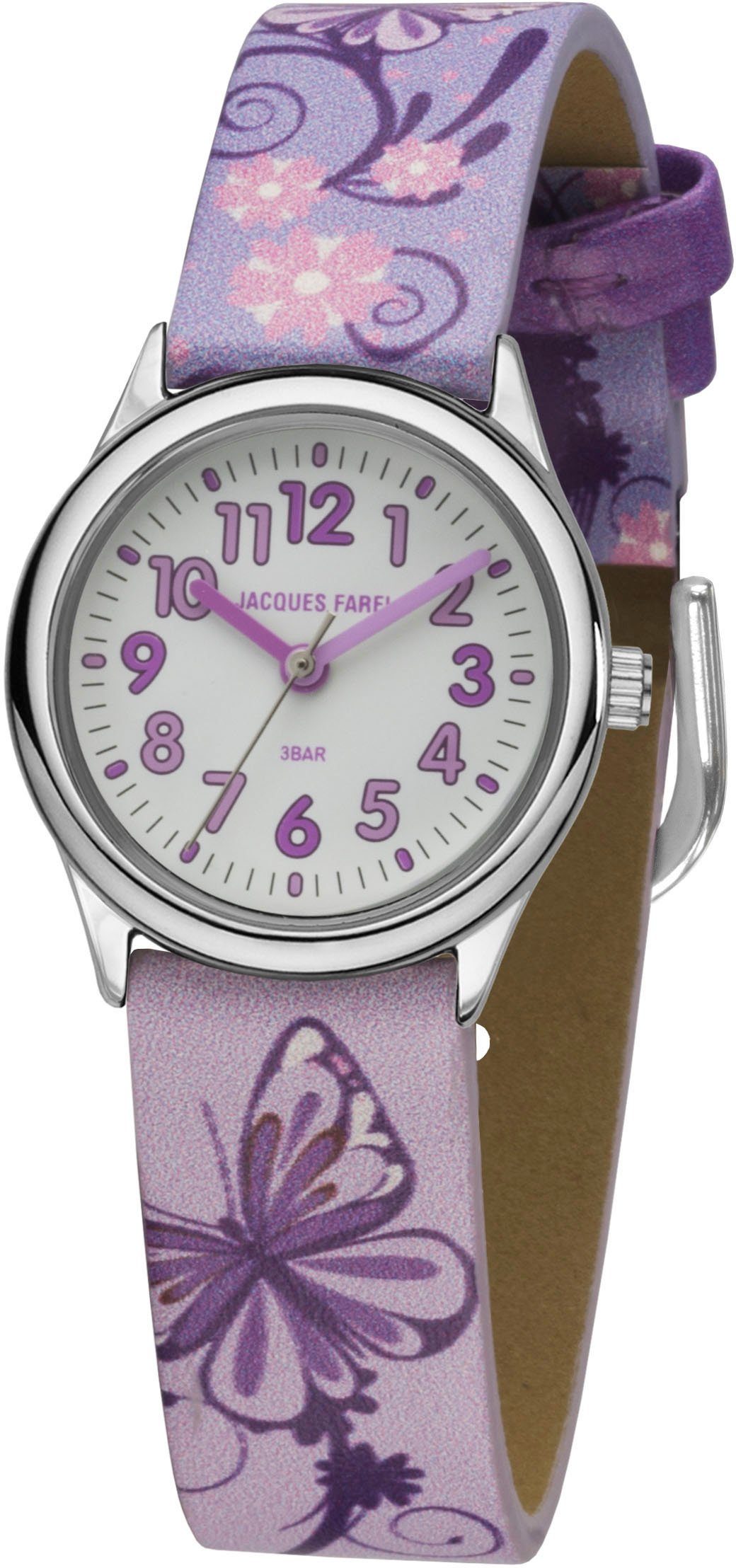 Jacques Farel Quarzuhr Kinderuhr Schmetterling, HCC 435, Kinderuhr, Mädchenuhr, Schmetterling, ideal auch als Geschenk