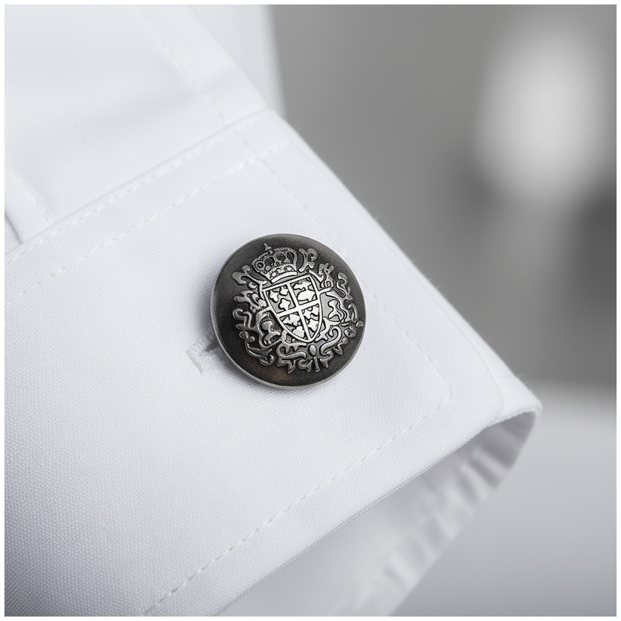 maDDma Knopf 5 Metallknöpfe Ösenknopf Wappen rund, Ø 23 mm