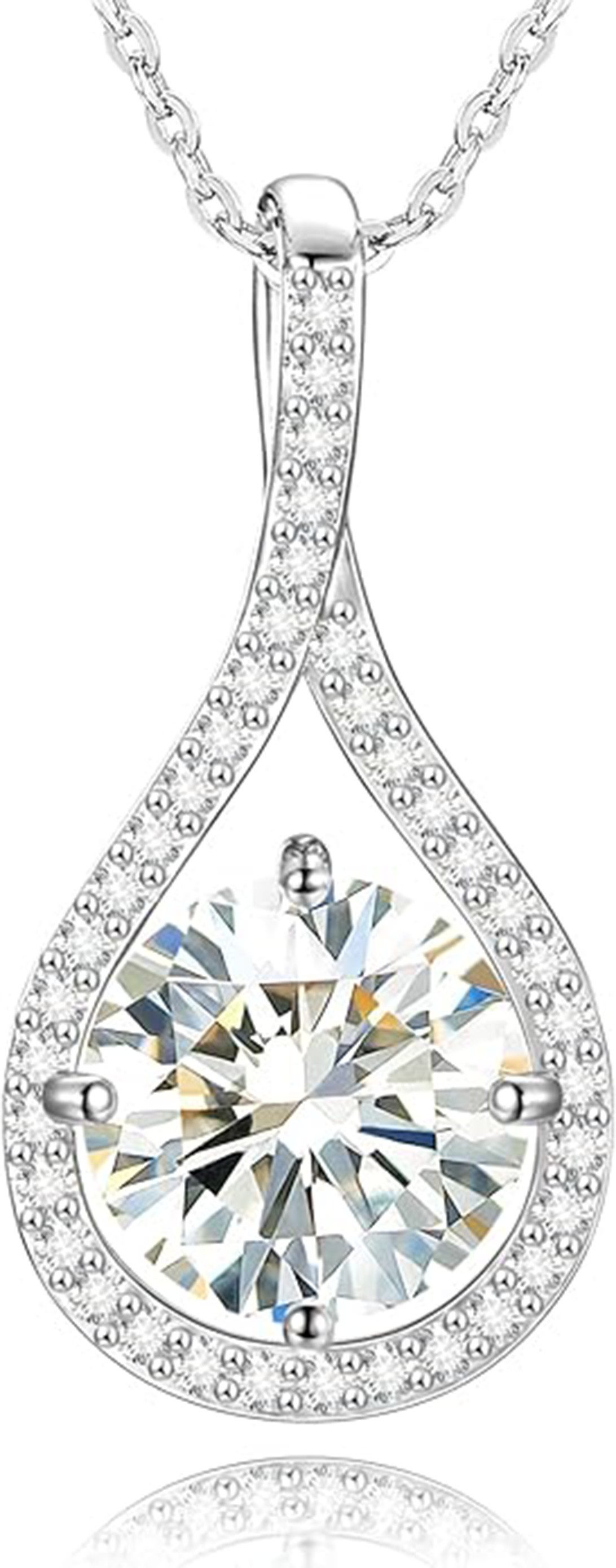 Jumpeak Kette mit Anhänger 0,5ct-3ct E VS, Labordiamant-Halskette, 14K Gold, Verlobungs-Halskette, Jahrestag Halskette,Hochzeitsgeschenk,Konfirmation Geschenk Mädchen