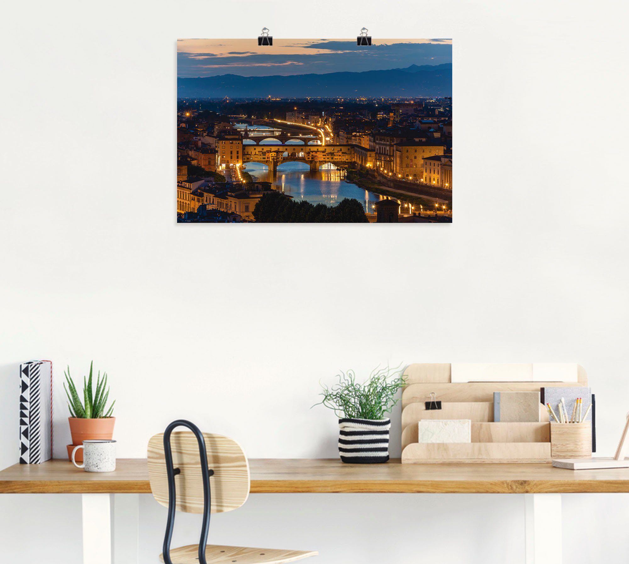 Florenz, Brücke in versch. Ponte Größen Arno dem St), Wandaufkleber Florenz Wandbild Artland oder als (1 Leinwandbild, Vecchio in Poster Alubild, über