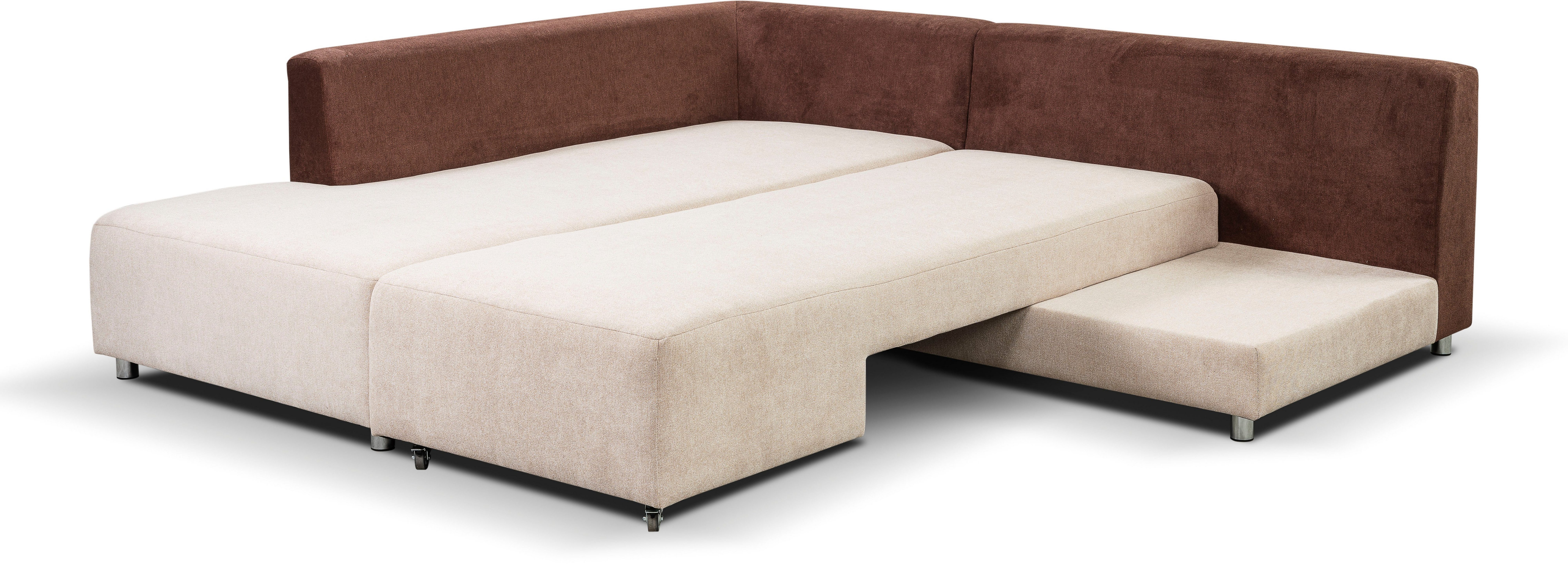 Ecksofa WERK2 & Beige | Beige mit Schlaffunktion Drehfunktion | Ecksofa für Split, innovativer Beige Liegefläche