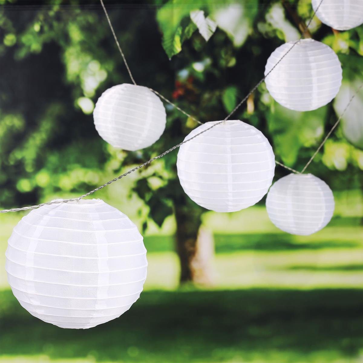 MARELIDA LED-Lichterkette »LED Lichterkette Lampion - 25 XXL Lampions mit  warmweißer LED - outdoor - weiß«, 25-flammig