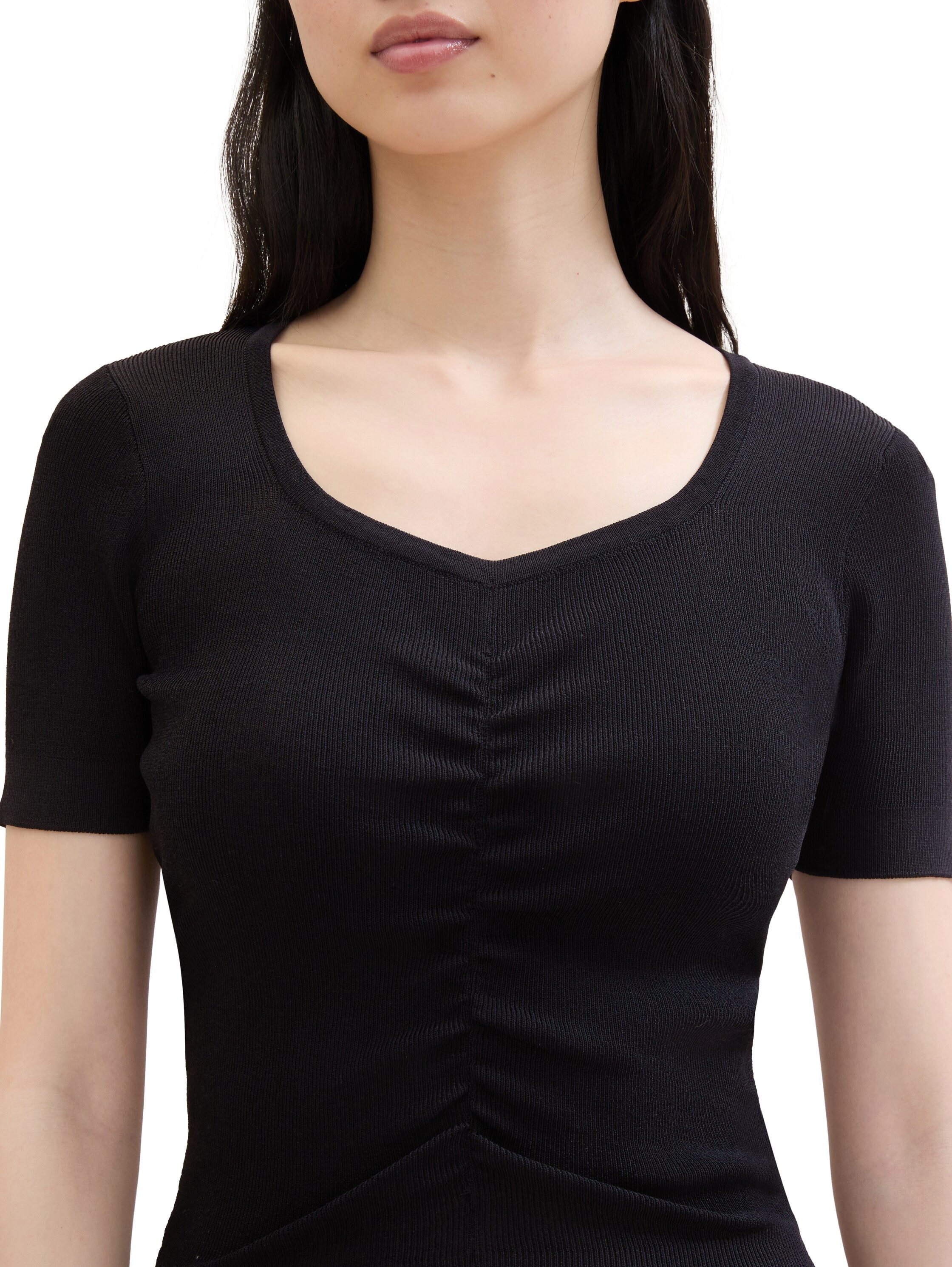 TOM TAILOR Kurzarmpullover T-Shirt mit Herzausschnitt