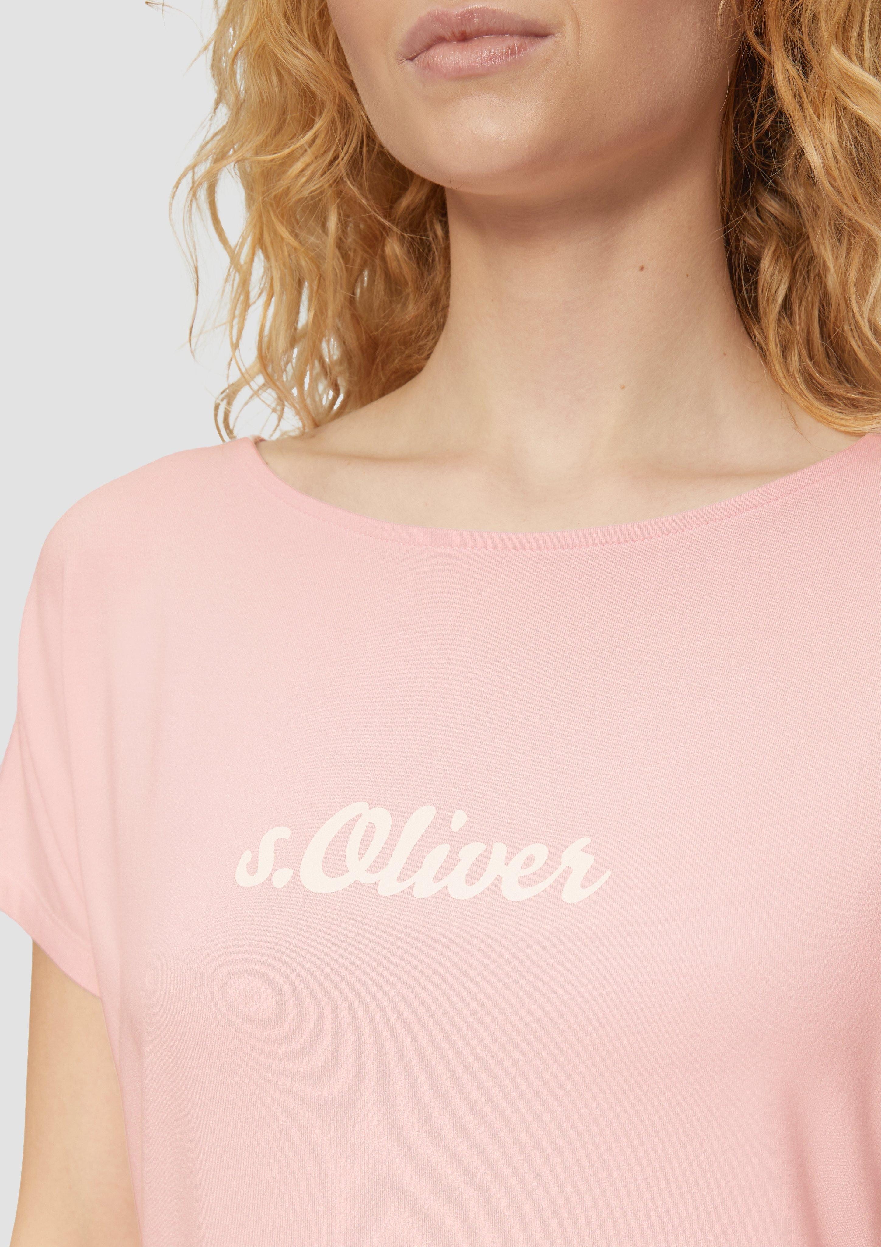 s.Oliver Kurzarmshirt Fließendes Jersey-Shirt mit Artwork günstig online kaufen