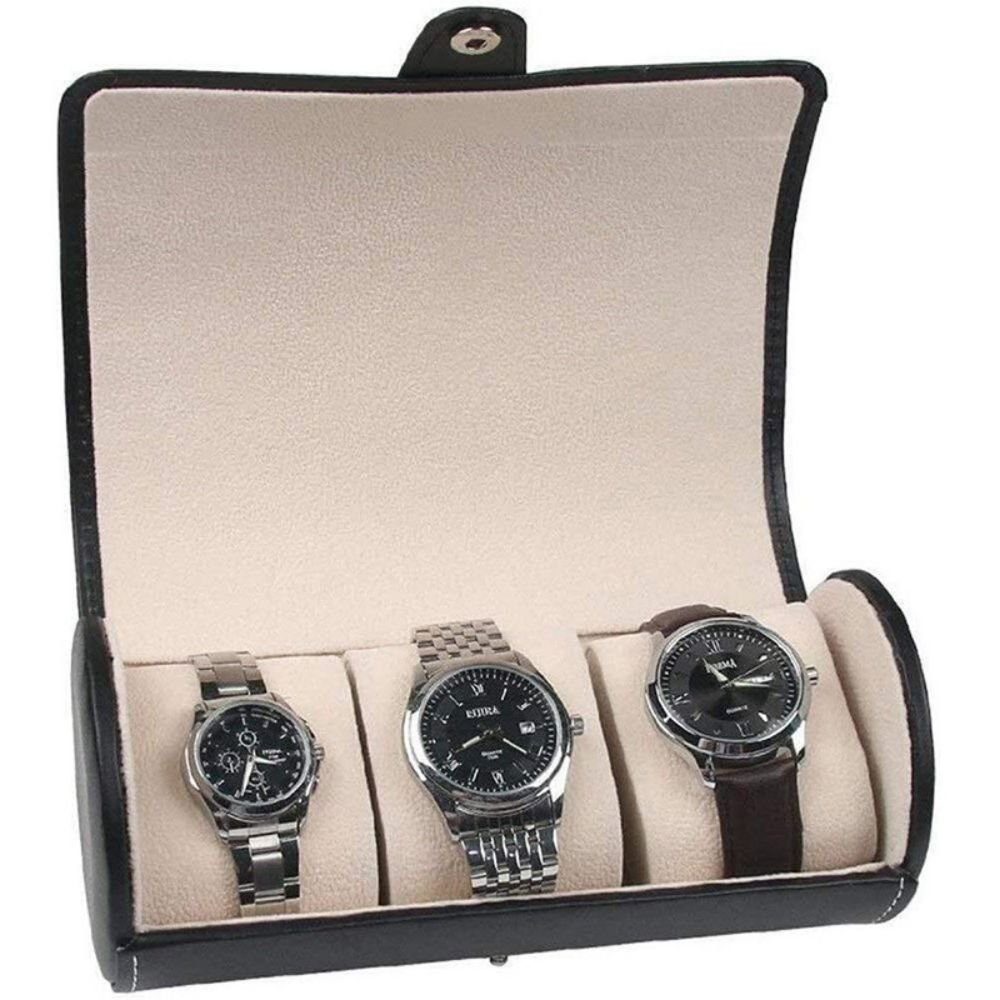 Uhrenrolle schwarz Uhrenrolle Zylindrische Aufbewahrungsbox LENBEST Tragbare Uhren