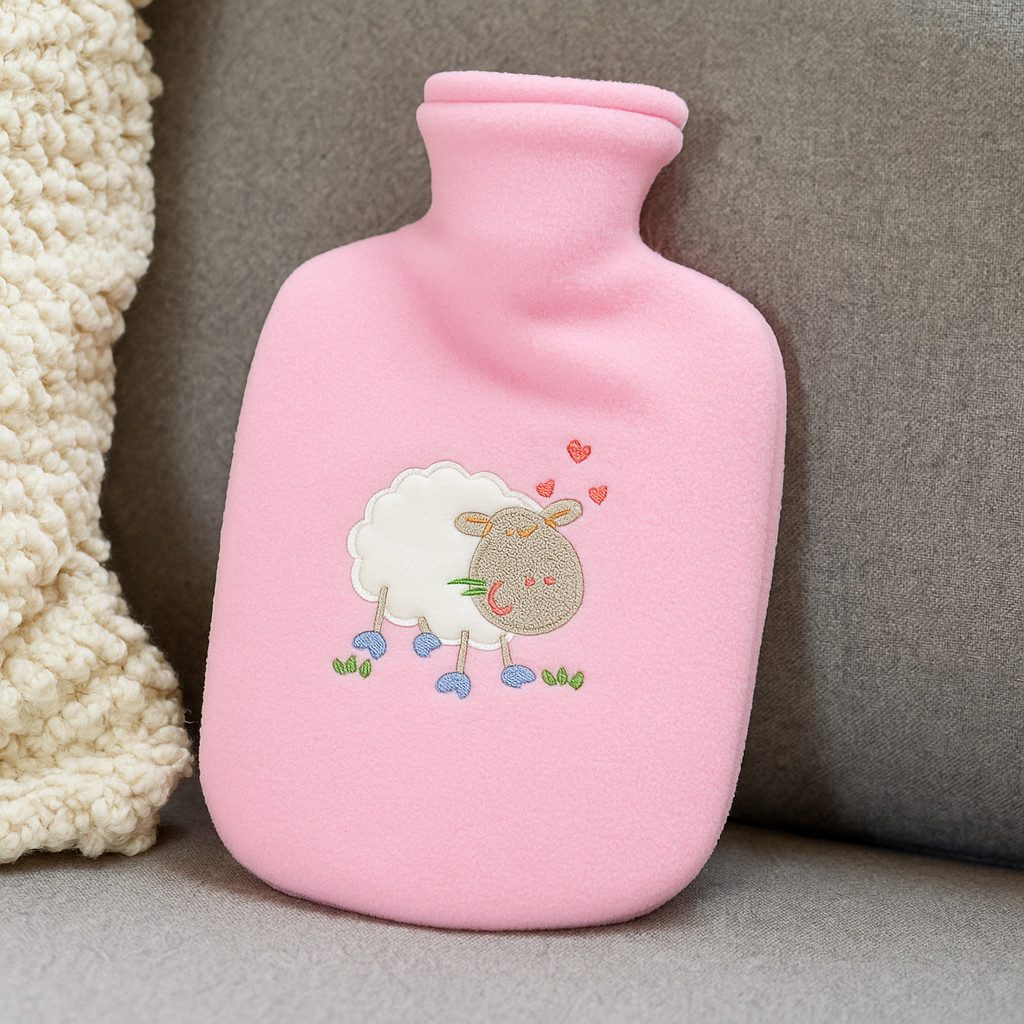 Fashy Wärmflasche Fashy Wärmflasche für Kinder Schaf Motiv mit Fleecebezug rosa, (1-tlg), Abnehmbarer Fleecebezug