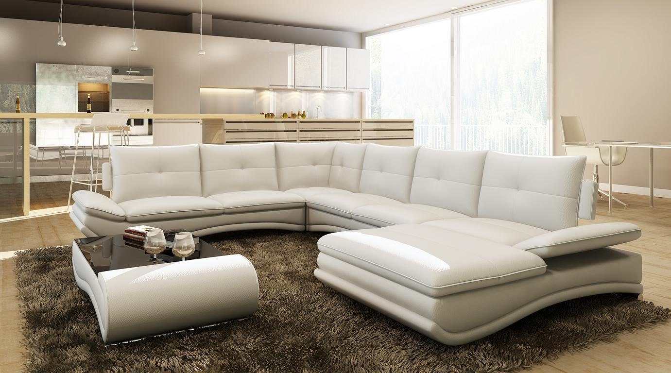 JVmoebel Ecksofa, Ledersofa XXL U Form Wohnzimmer Couch Sofa Big Ledercouch  Sofas
