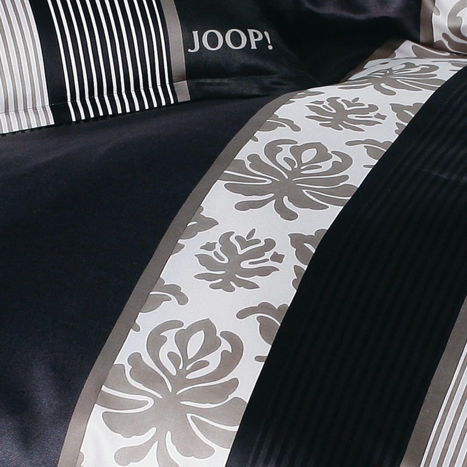 JOOP! Bettwäsche JOOP! Ornament Stripes 4022 Schwarz 09 40x80+155x200cm