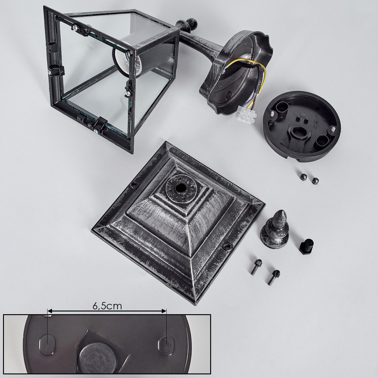 hofstein Außen-Wandleuchte Außenwandlampe aus Metall/Glas in Schwarz/Silberfarben/Klar, ohne Leuchtmittel, Wandleuchte im Vintage/Antik/Landhaus-Design, E27, IP – Bild 5 von 5