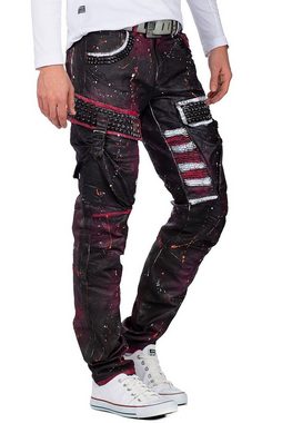 Cipo & Baxx 5-Pocket-Jeans Biker Hose BA-CD636 mit Nieten und Seitentaschen