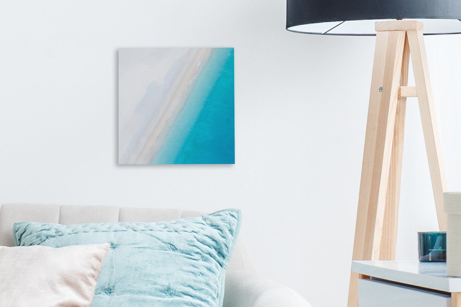 Wohnzimmer Bilder (1 St), Meer Leinwandbild OneMillionCanvasses® für - Strand Schlafzimmer - Leinwand Blau,