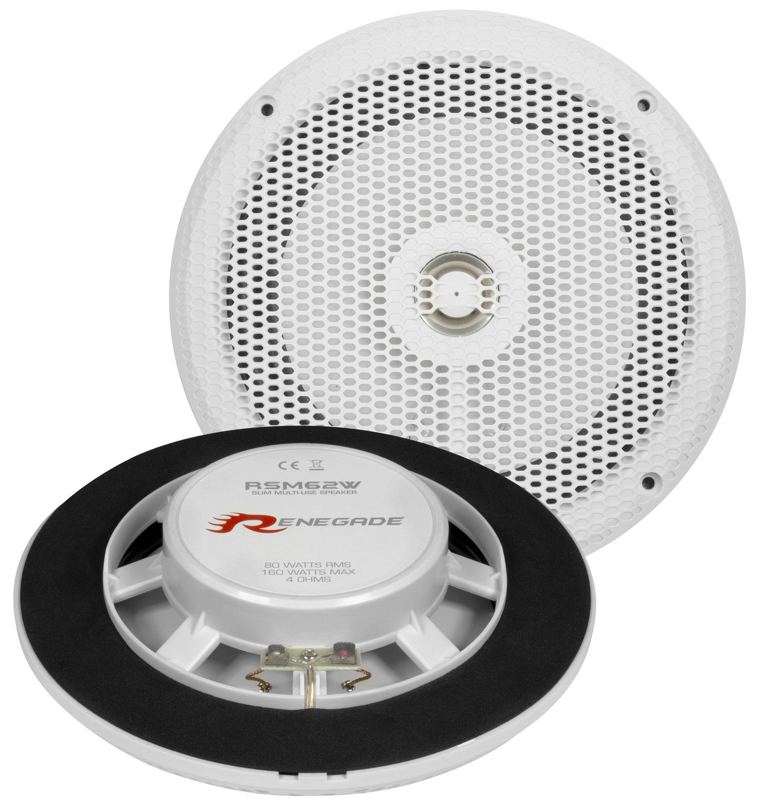 Renegade RSM62W Marine 2-Wege Koax Lautsprecher 16,5 cm, weiß Auto-Lautsprecher