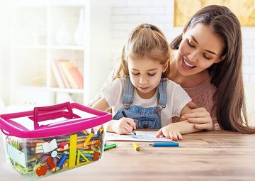 Centi Spielzeugtruhe Aufbewahrungsbox Kinder, Aufbewahrungsbox mit Deckel Kinder (3 St., 4L, 29L x 19.3B x 13H cm), um Spielzeug, Bücher und Kleidung aufzubewahren und zu organisieren