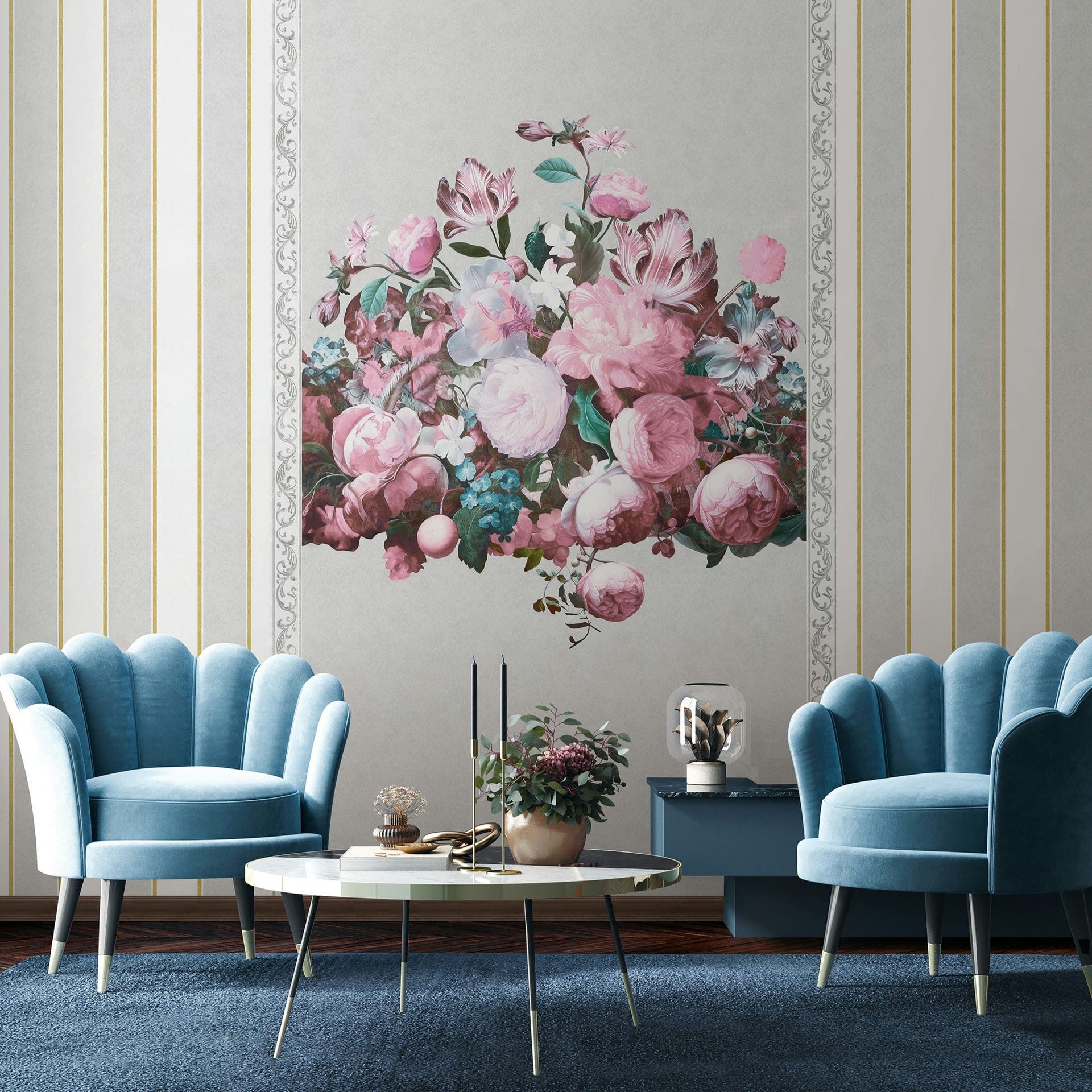 Marburg Fototapete Silver Oak, floral, für Wohnzimmer Schlafzimmer Küche
