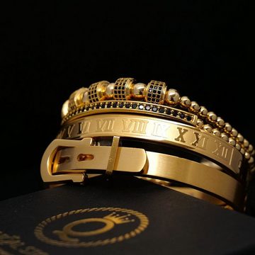 UNIQAL.de Edelstahlarmband Set Edelstahlarmband SET Herren "ROYAL IMPERIAL" vergoldet - 4-Armbänder (Edelstahl, Casual Style, handgefertigt)
