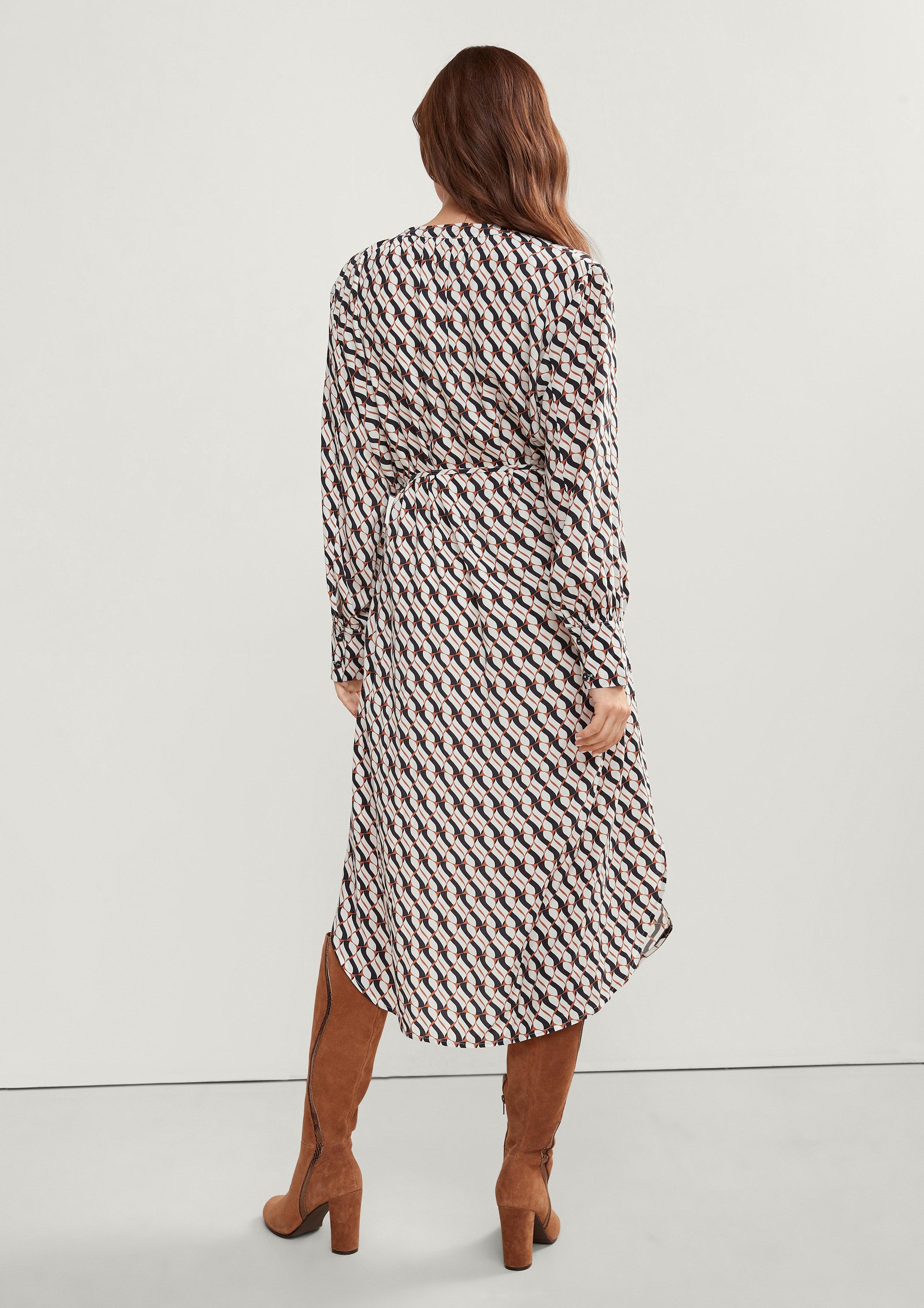 comma Midikleid Kleid Blusenkleid mit Allovermuster