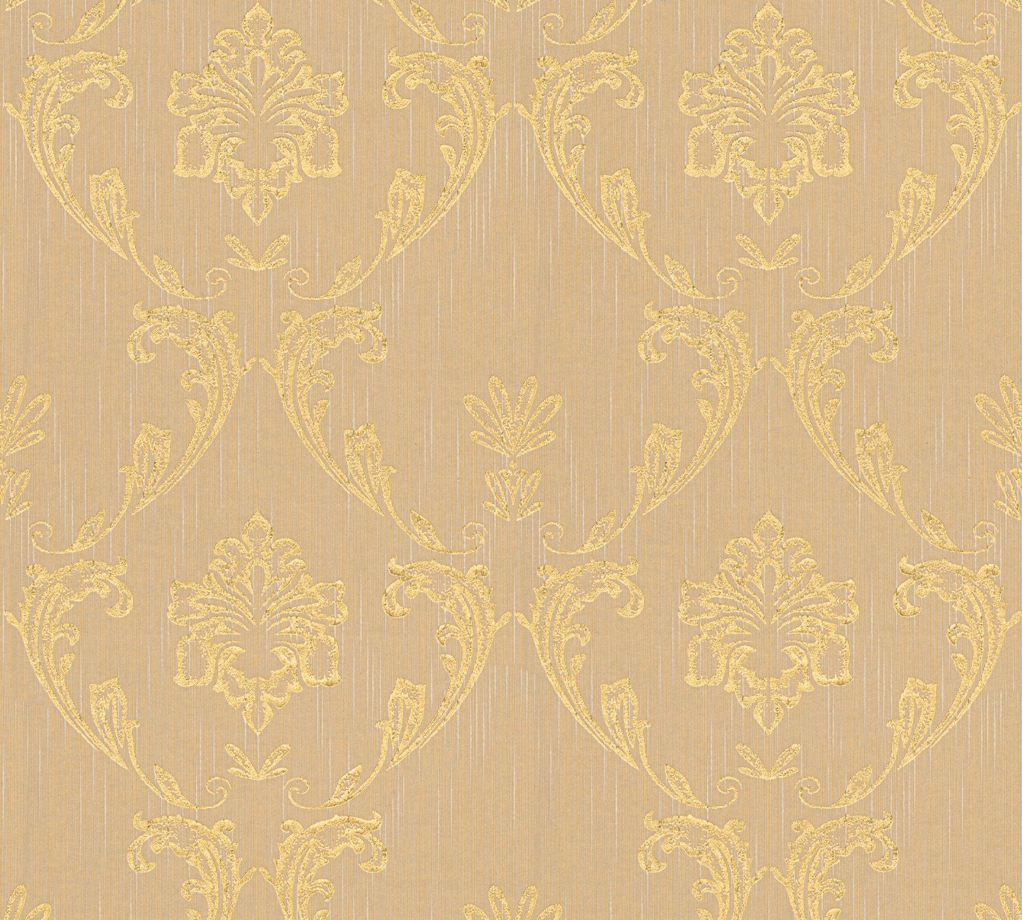 Architects Paper Textiltapete Metallic Silk, samtig, Barock, glänzend, matt, Ornament Tapete Barock gold/beige