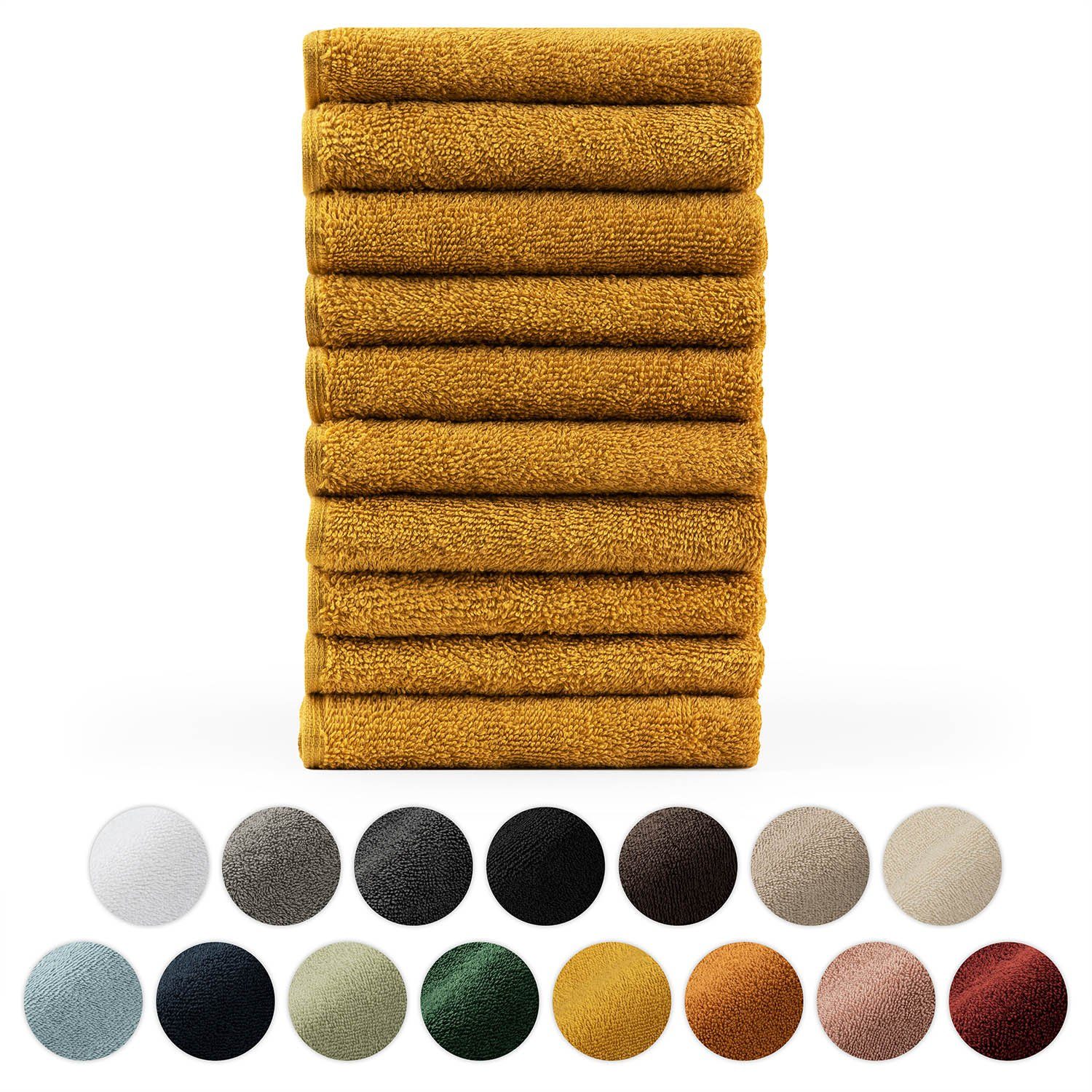 Blumtal Gästehandtücher Premium 10er Set Gästehandtücher rechteckig 30x50cm, Frottee (10-St), Handtücher Set, 100% Baumwolle