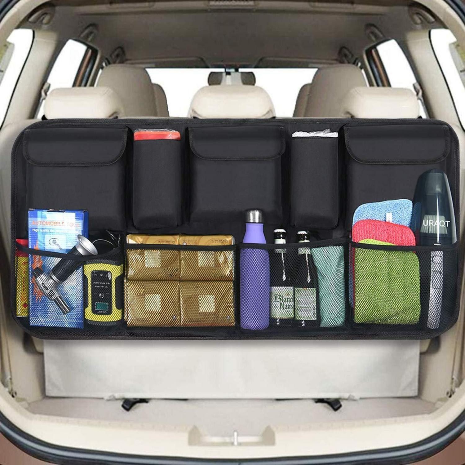 LuxusKollektion Auto-Rückenlehnentasche Kofferraum Organizer Auto Schwarz 2 Stck M