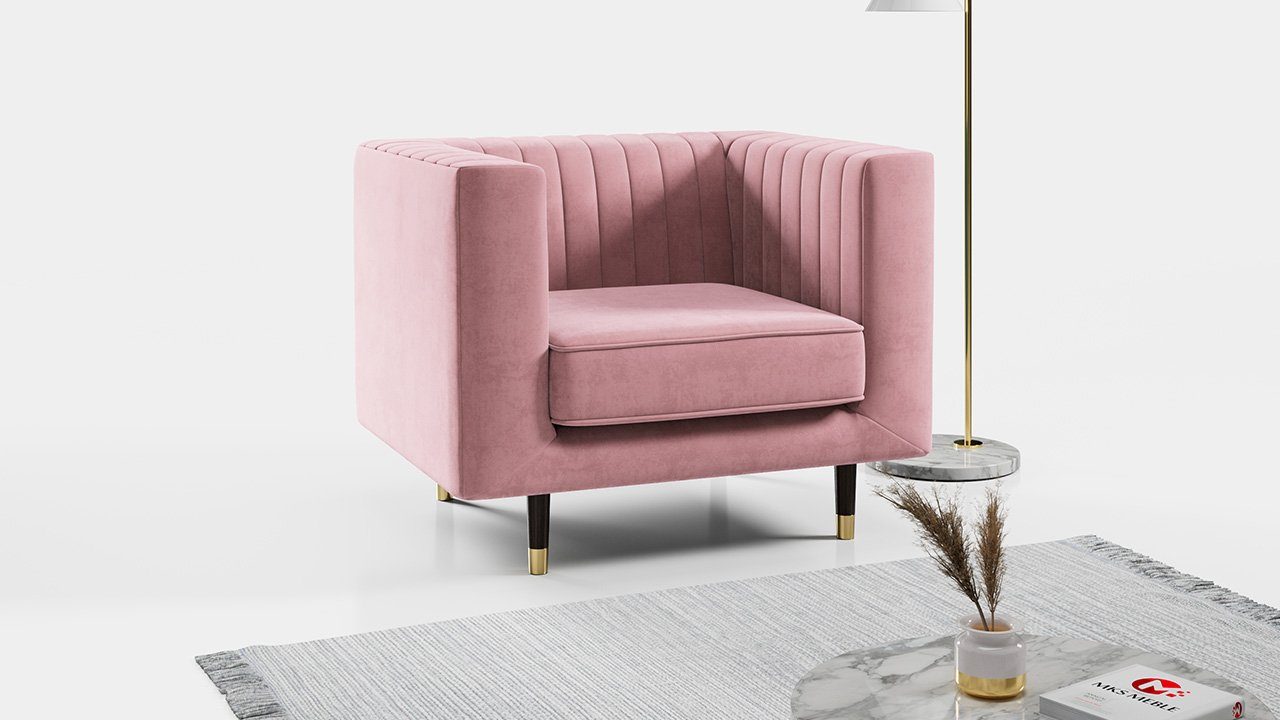 MKS MÖBEL Sofa Elmo, moderner Stil, exklusiver Look Rosa kronos