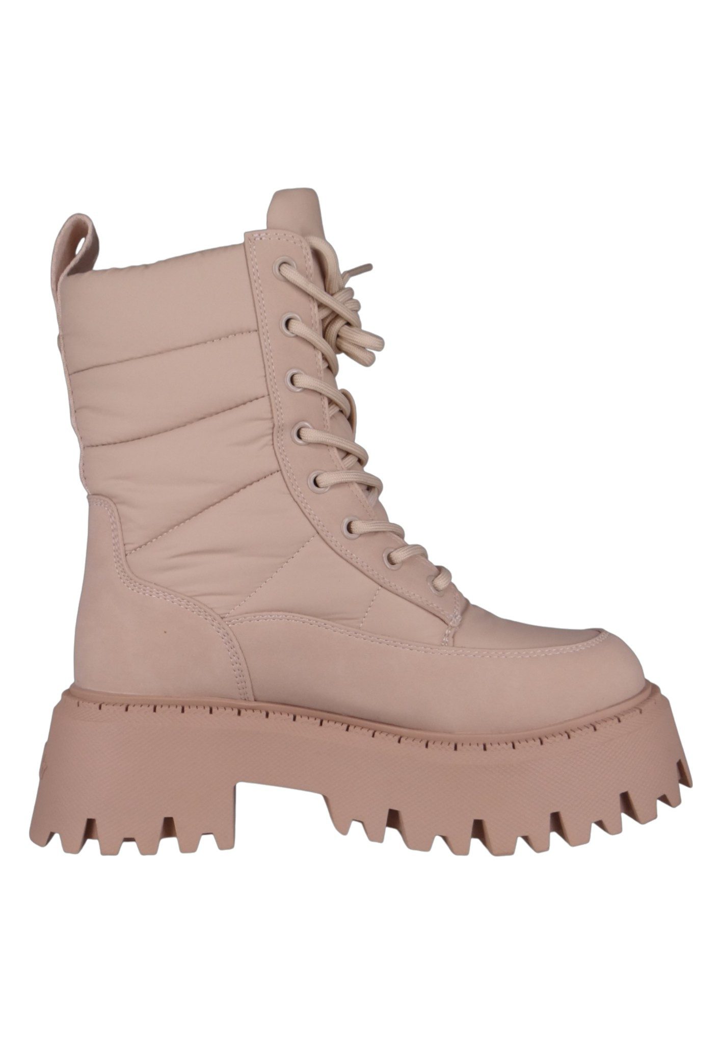 Buffalo 1622598 Aspen Laceup Quilt Cream Stiefelette