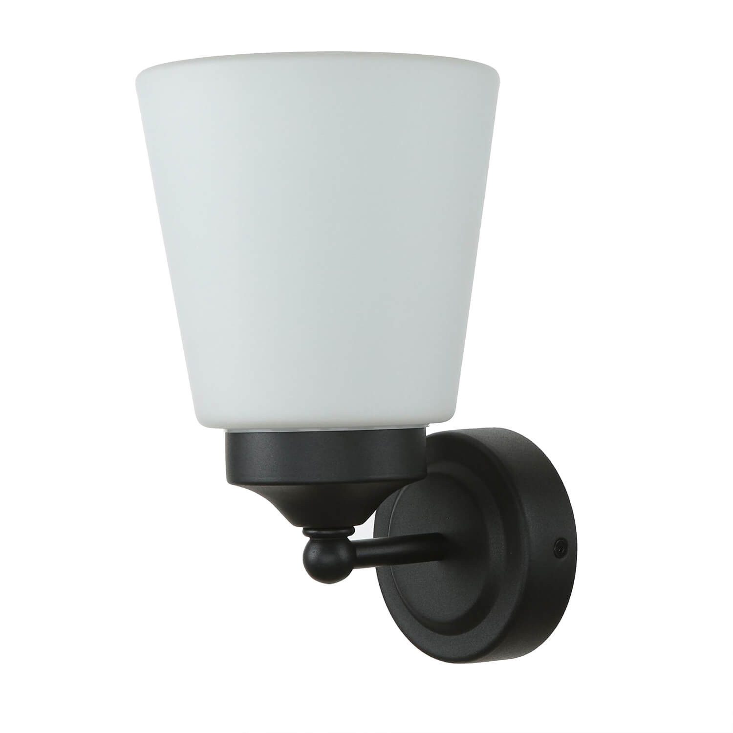 Licht-Erlebnisse Wandleuchte BALI, ohne Leuchtmittel, Wandlampe Glas Schirm IP44 Rustikal Schwarz Weiß Spiegel