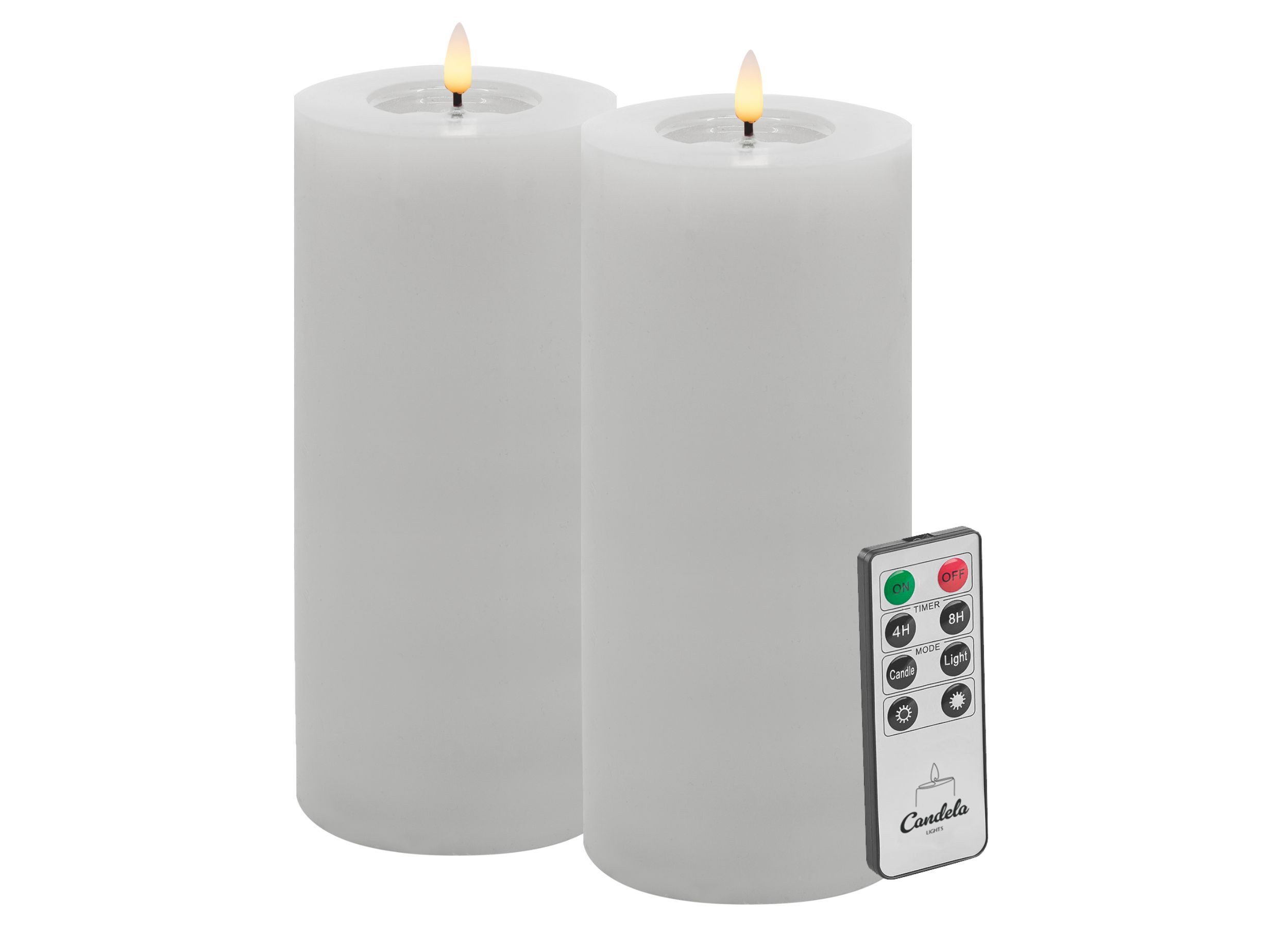 LC Home LED-Kerze LED Kerzen Set Winter Echtwachs Timerfunktion Fernbedienung dimmbar (Set, 2-tlg., LED Kerzen Winter, Teelicht und Stumpenkerze mit Reflexionsspiegel), LED Kerzen mit Timerfunktion Fernbedienung Dimmbar