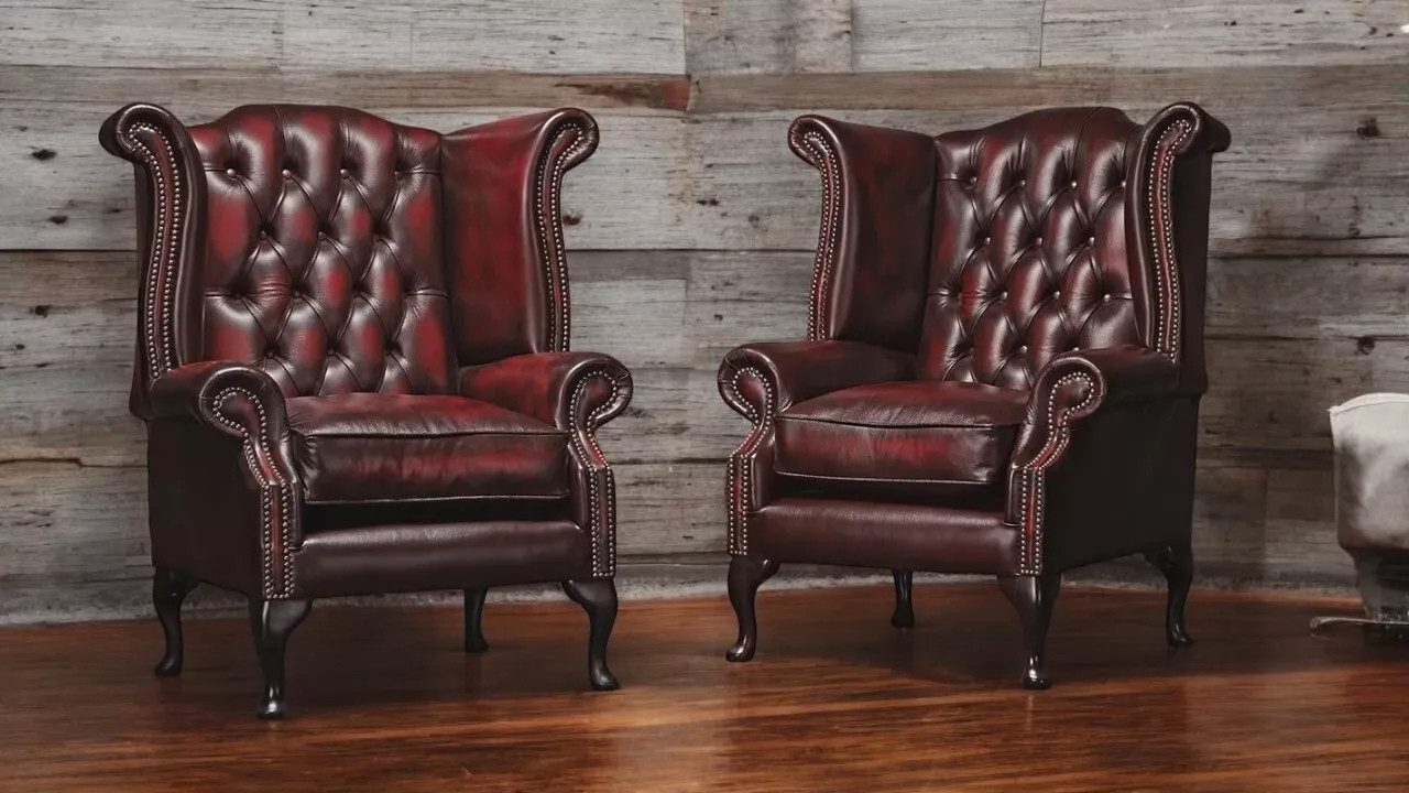 Ohrensessel Echter Chesterfield Sessel Couch Sofa Polster Sitz Lounge Antik