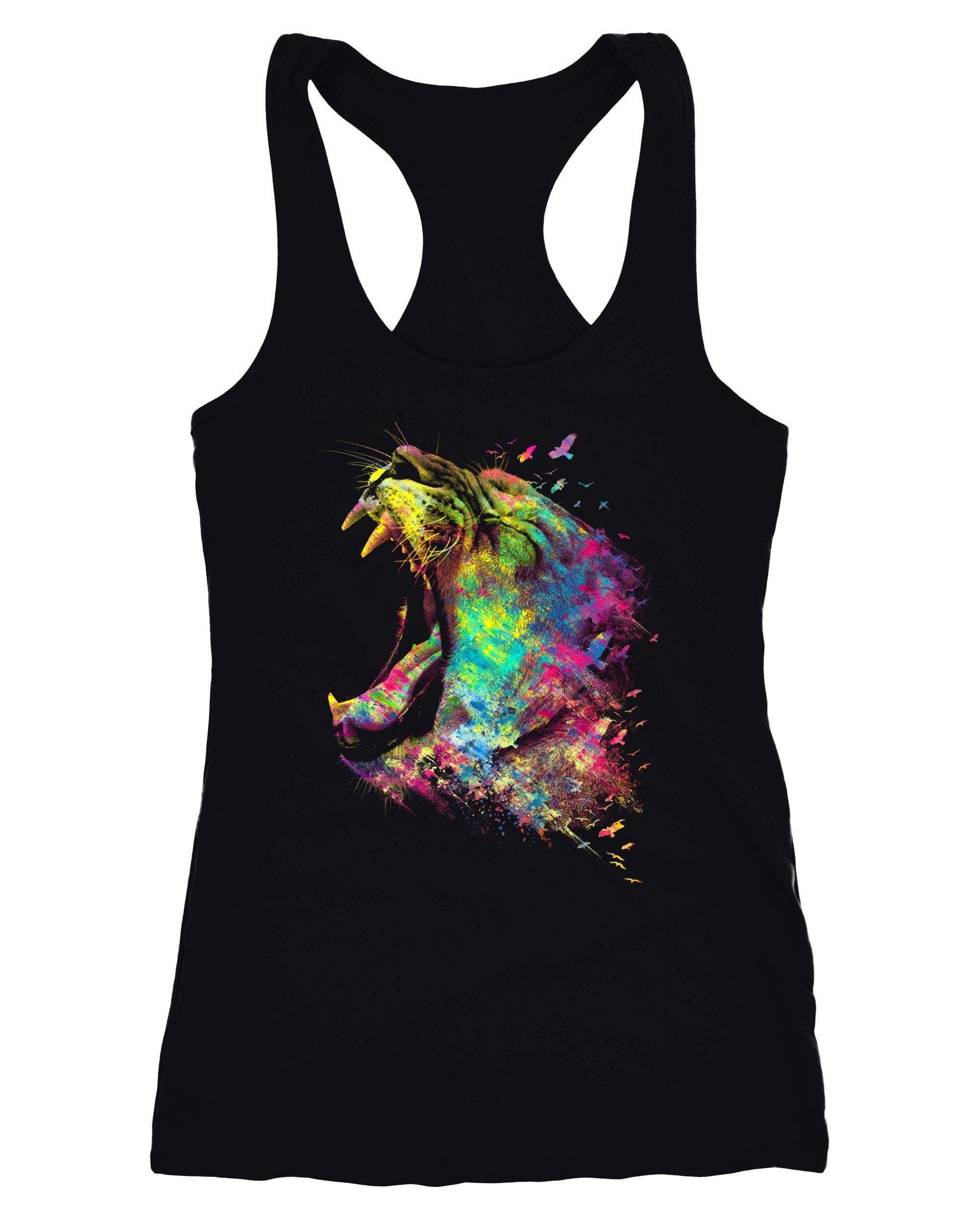 Tanktop DamenTanktopScreamingLionNaturVögelFarbenBuntRacerbackMoonworks®