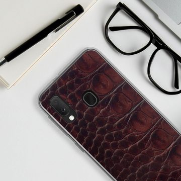 DeinDesign Handyhülle Krokodil Leder Animalprint Croco dark brown, Samsung Galaxy A20e Silikon Hülle Bumper Case Handy Schutzhülle