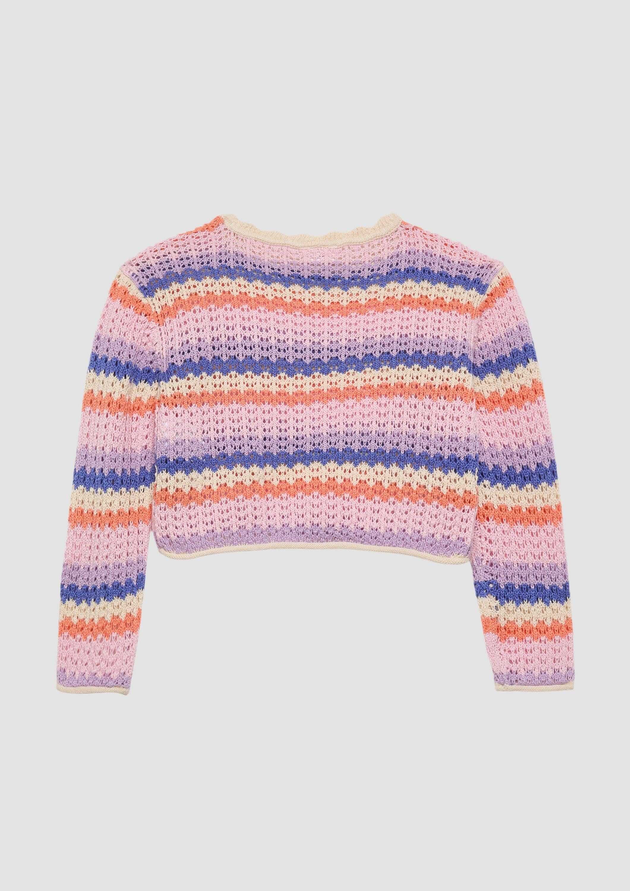 s.Oliver Longpullover Strickpullover Verkürzter Ajour-Stickpullover im Loose Fit