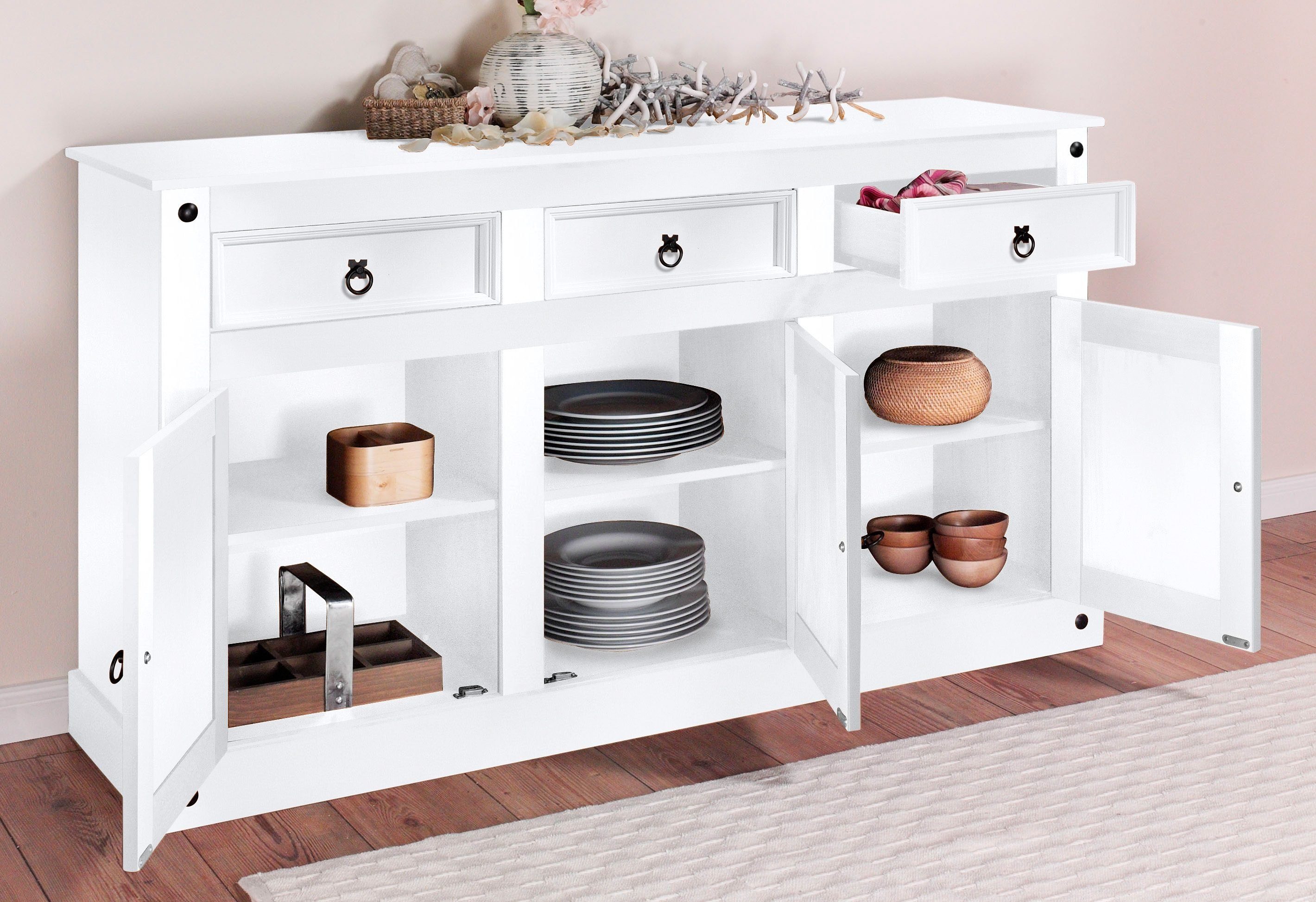 OTTO home Sideboard Mexiko, Kommode aus massivem Kiefernholz, Breite 151 cm