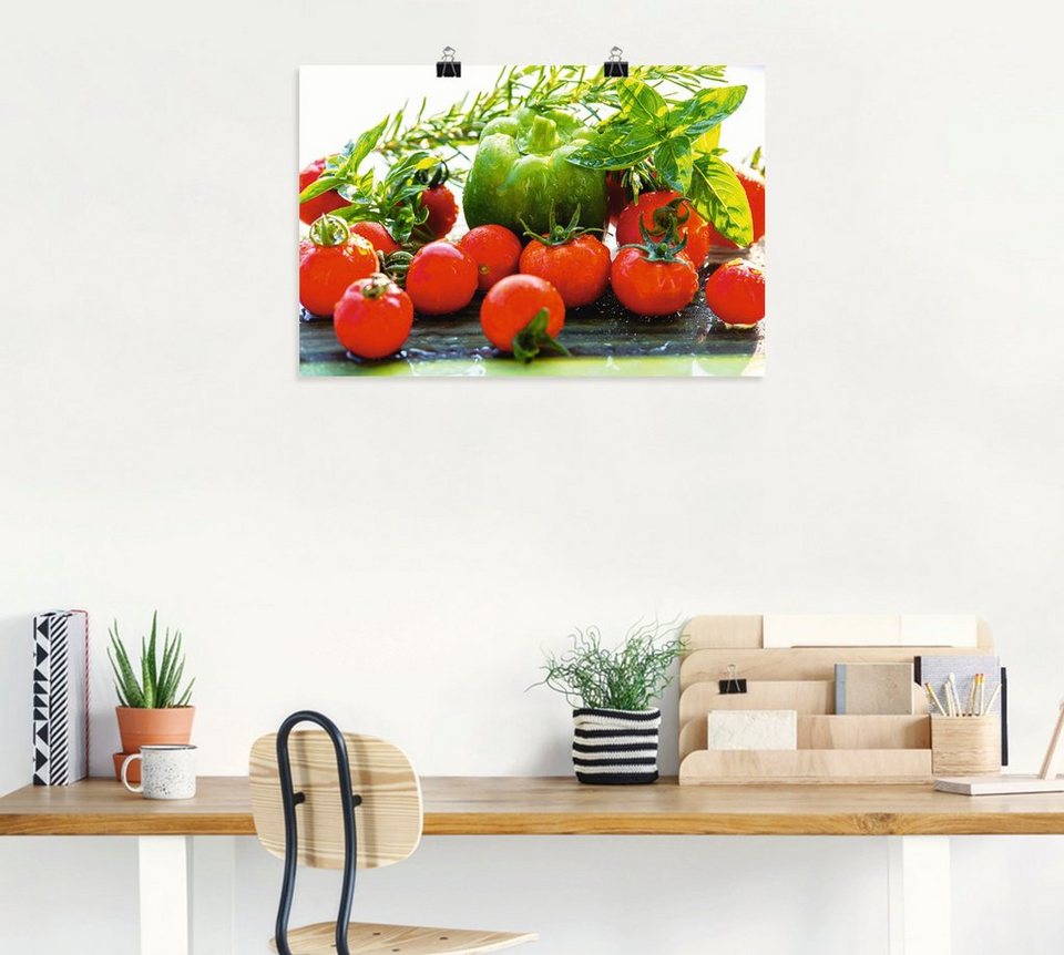 Artland Wandbild Garten frische Tomaten, Lebensmittel (1 St), als Alubild,  Leinwandbild, Wandaufkleber oder Poster in versch. Größen